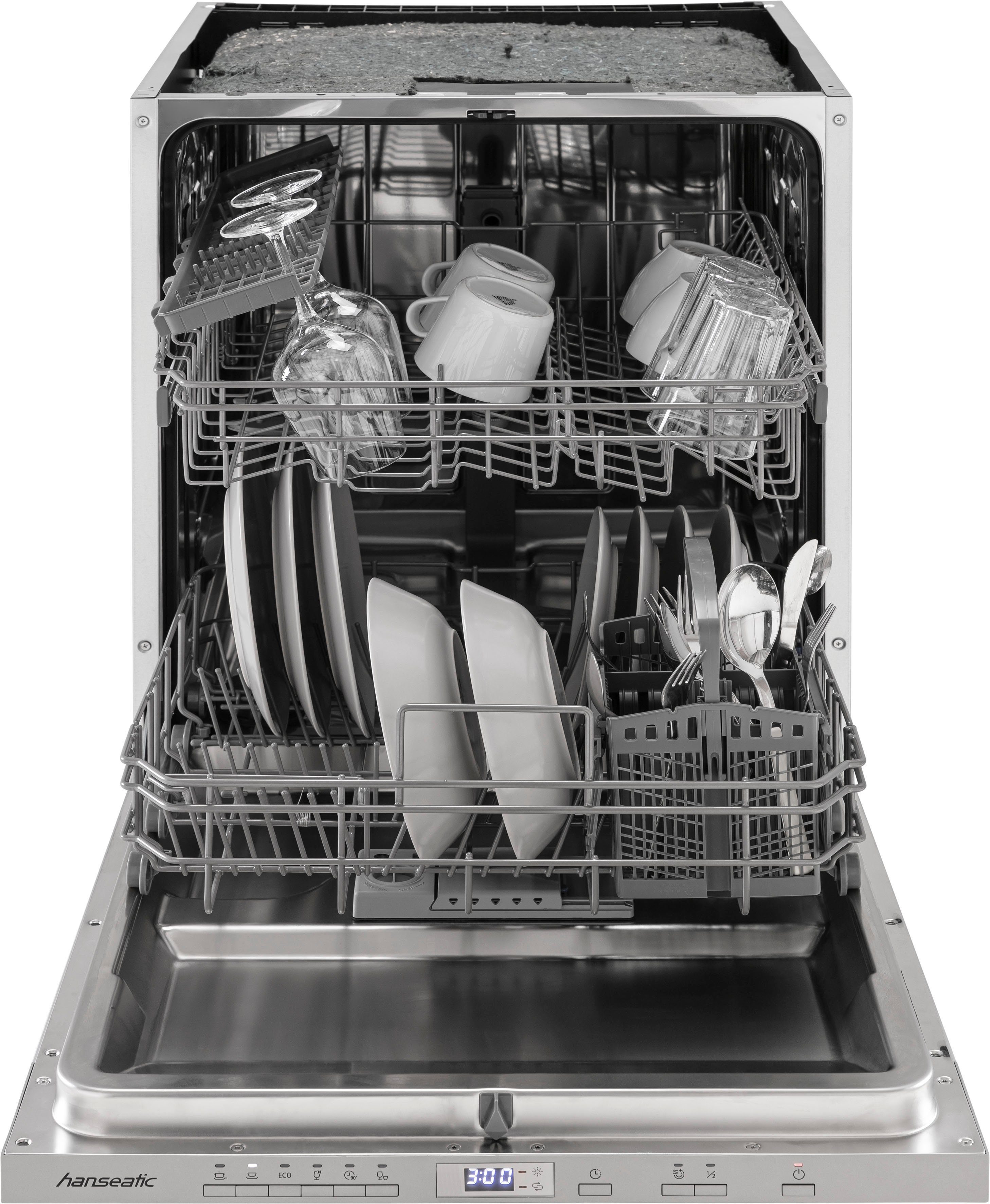 wiho Küchen Küchenzeile Cali, mit E-Geräten, | Front: mit Arbeitsplatte Breite matt grau Hanseatic Glanz, 220 E-Geräten Beton cm Weiß weiß