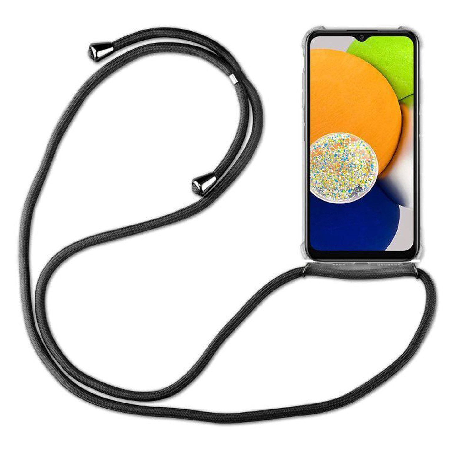 betterfon Handykette für Samsung Galaxy A03 Handyhülle mit Band & Kordel Bumper Schwarz, Hände frei – mit Silikonhülle & Schnur für flexiblen Alltag