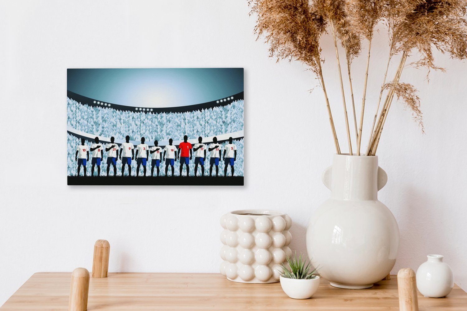 St), cm Leinwandbilder, Mannschaft im Wandbild Eine Wanddeko, (1 OneMillionCanvasses® Fußballstadion, einer Illustration Aufhängefertig, Leinwandbild 30x20