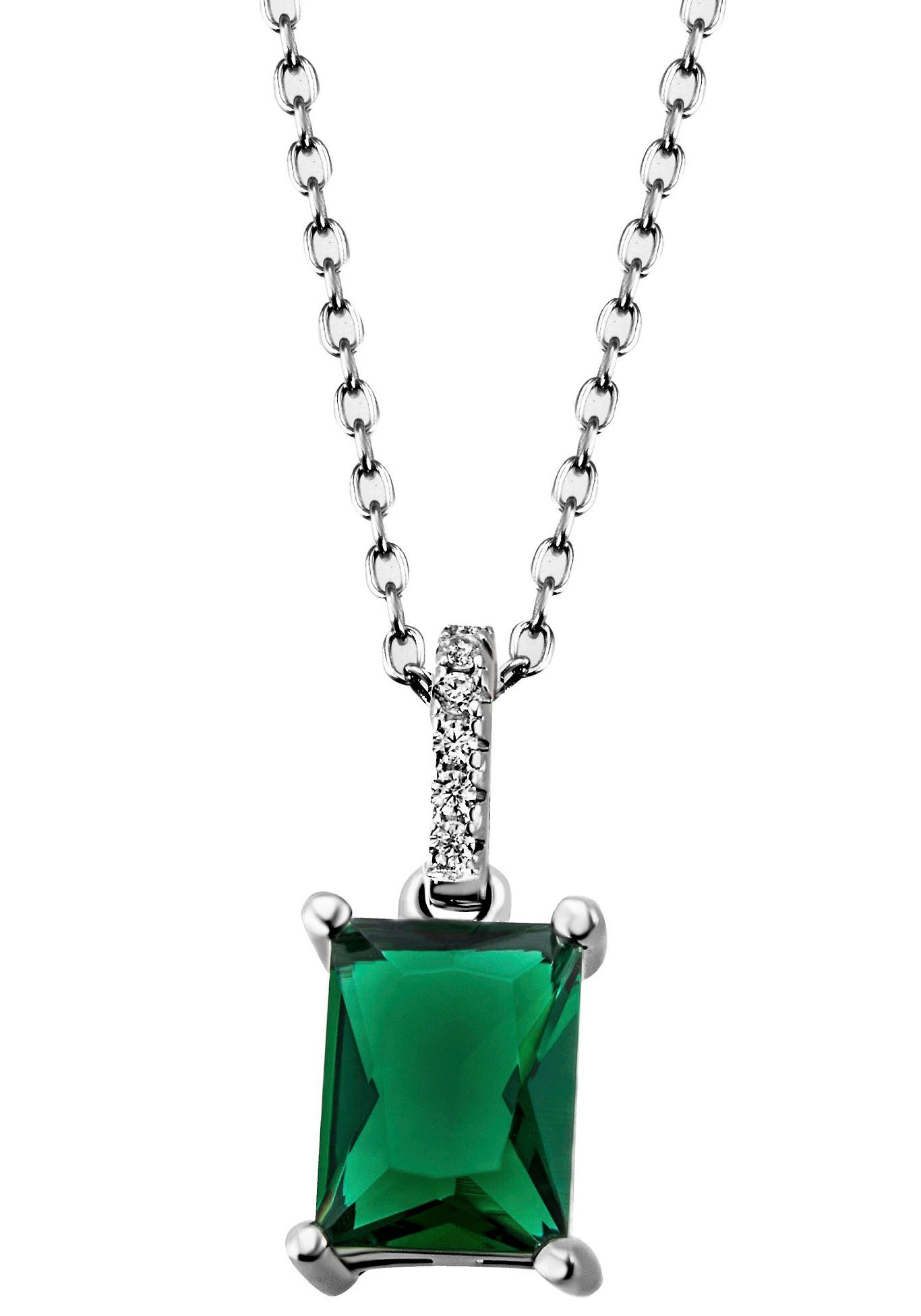 Kette mit Anhänger Schmuck Geschenk Silber 925 Halsschmuck Halskette Ankerkette Stein