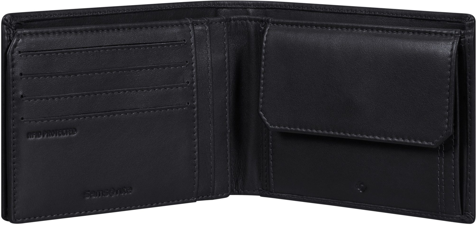 Samsonite Geldbörse ATTACK 2 SLG, Leder, schwarz, 11 Kartenfächer (kein Set), hochwertiges Leder - klassisches Design - kompaktes Format