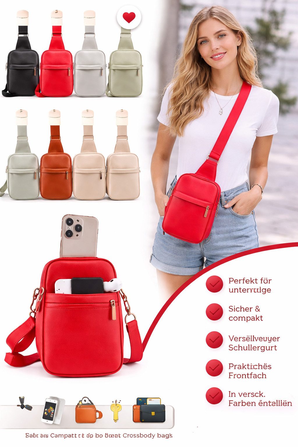 Antonio Handytasche Antonio Umhängetasche Handy Bag Handytasche verschiedene Farben