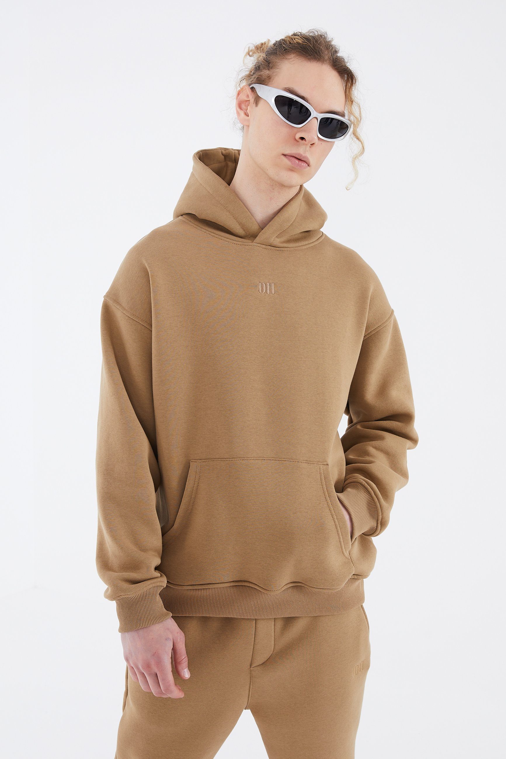 OSSY HOMER Hoodie Oversize Hoodie einfarbig Basic Baumwolle Kapuzenpullover 320gsm