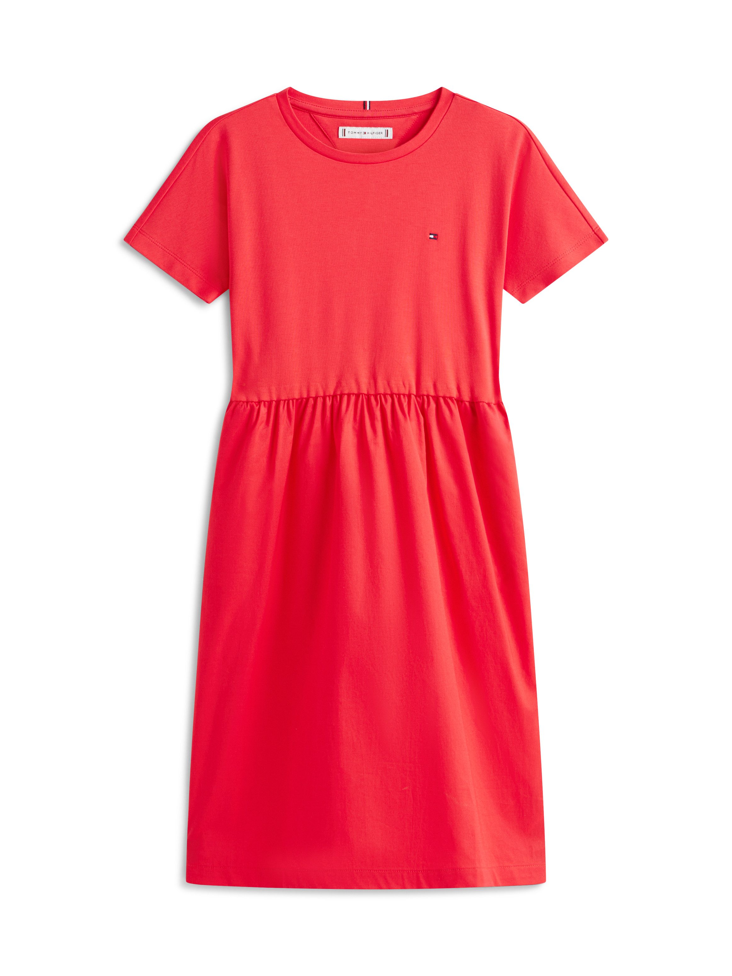 Tommy Hilfiger Jerseykleid MIX MEDIA DRESS SHORT SLEEVE Kinder bis 16 Jahre, geraffte Taille, Relaxed Fit – Bild 5 von 5