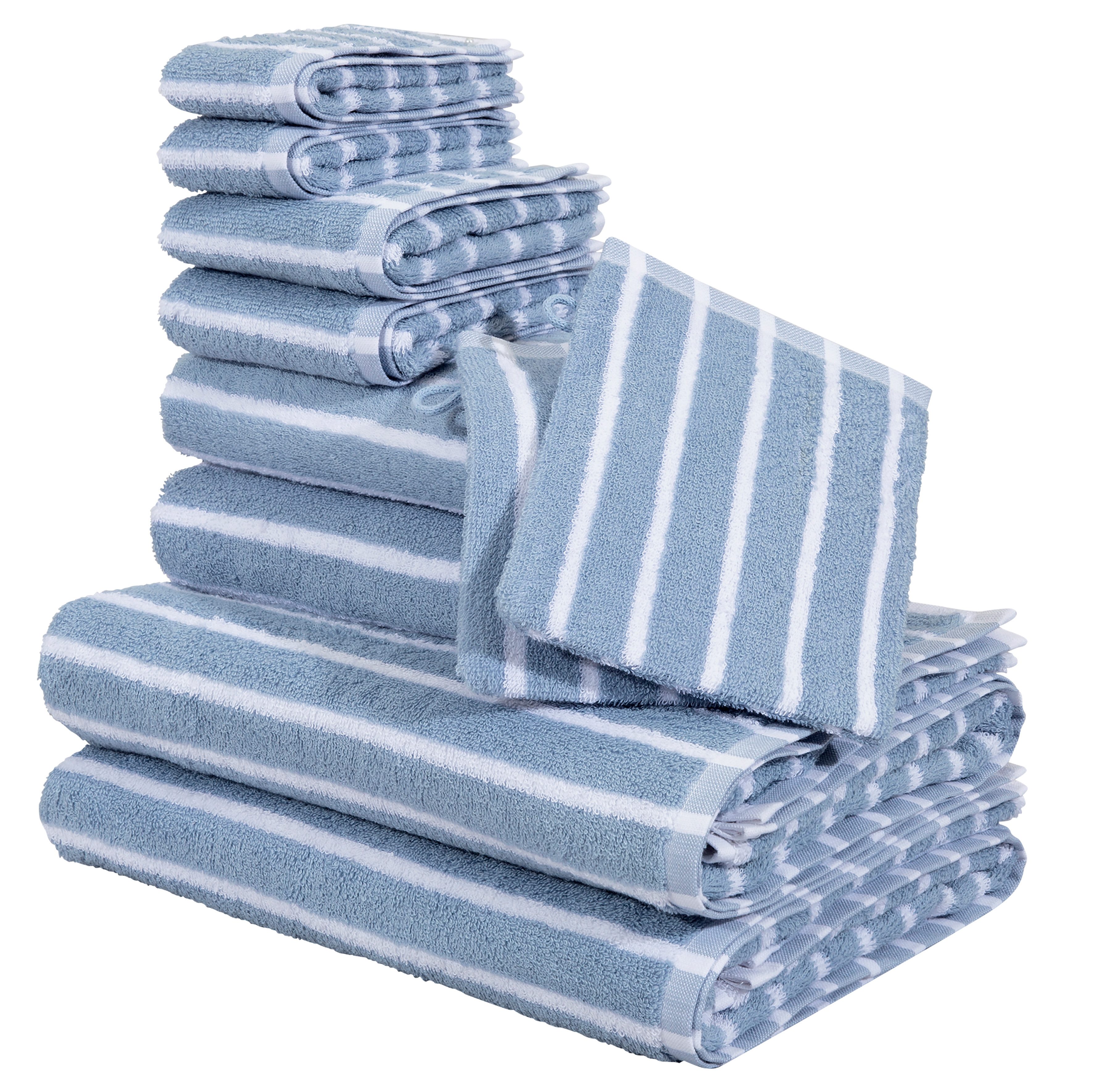 OTTO home Handtuch Set Jannika, Duschtücher, Handtücher, Gästetücher, Seiftücher, Waschlappen, Frottier (10-St), Handtücher mit Streifen, 100% Baumwolle, weich, umfangreiches Set