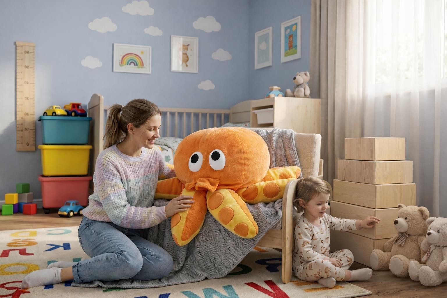 Xlmoebel Dekokissen Rundes Kuschelkissen für Kinder in Orange mit weicher Füllung, Made in Europa