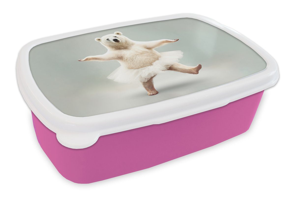 - rosa - Brotbox Kunststoff Lunchbox Tiere Brotdose Snackbox, (2-tlg), Mädchen, Porträt Kunststoff, MuchoWow Kinder, - Eisbär - - Kinder, Weiß Tutu für Erwachsene,