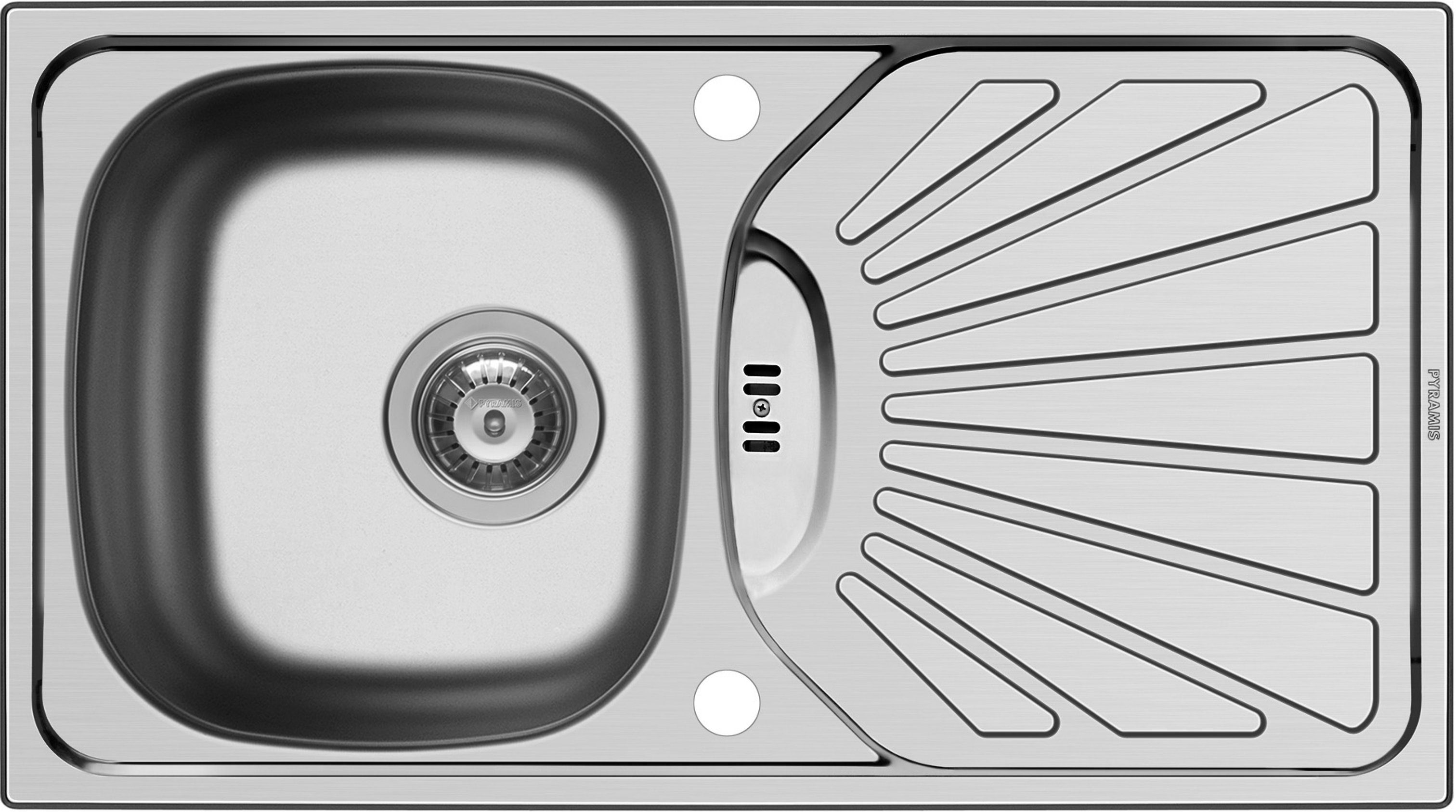 Pyramis Edelstahlspüle PYRAMIS Küchenspüle ET78 (78x43,5) Margarita 1B 1D, Rechteckig, 78/43.5 cm, Überlauf befindet sich in der Abtropffläche, zum wechselseitigen Einbau geeignet