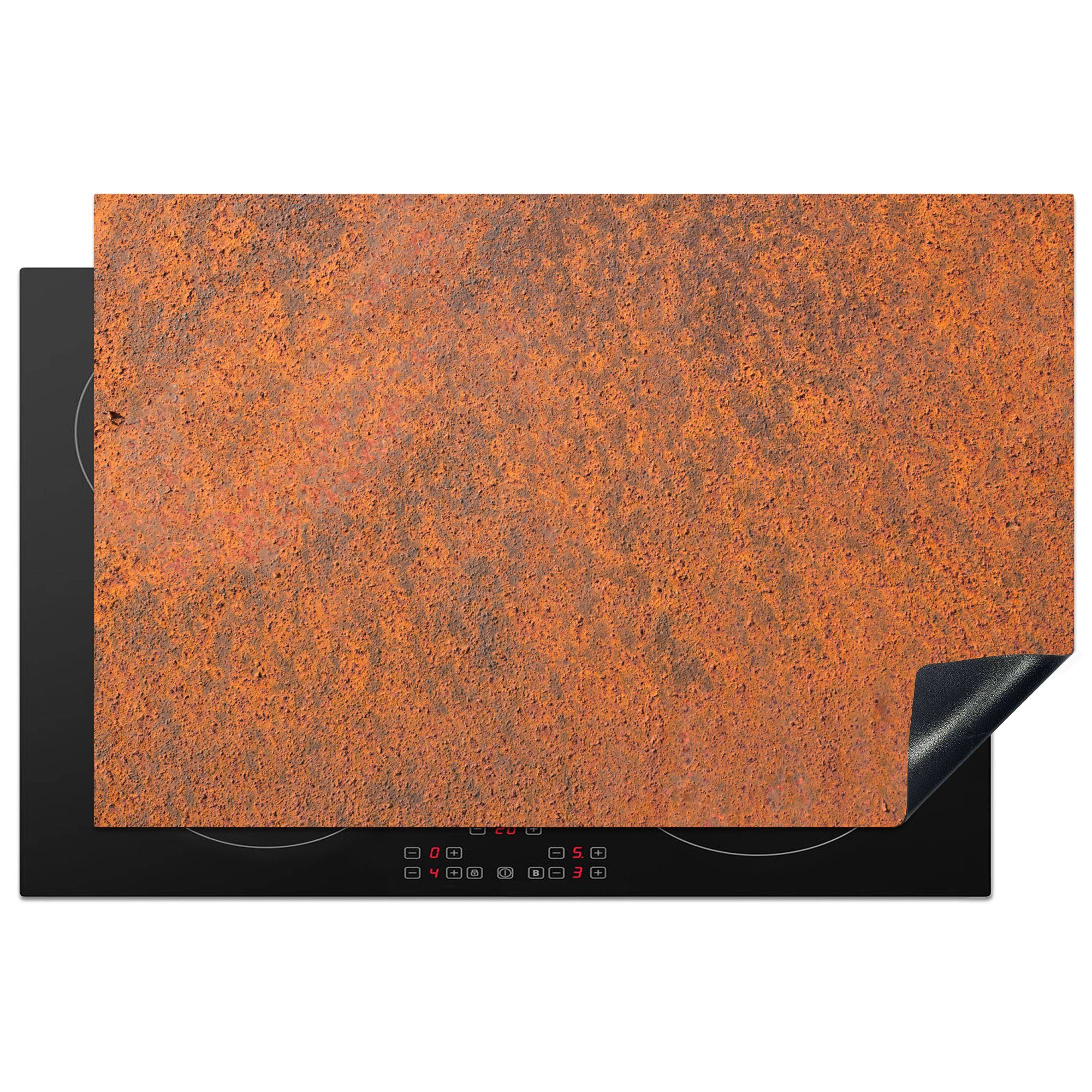 Orange - Herdblende-/Abdeckplatte Schutz tlg), Eisen MuchoWow - (1 Ceranfeldabdeckung cm, Induktionskochfeld küche, Vinyl, 81x52 - Rostdruck für die Braun,