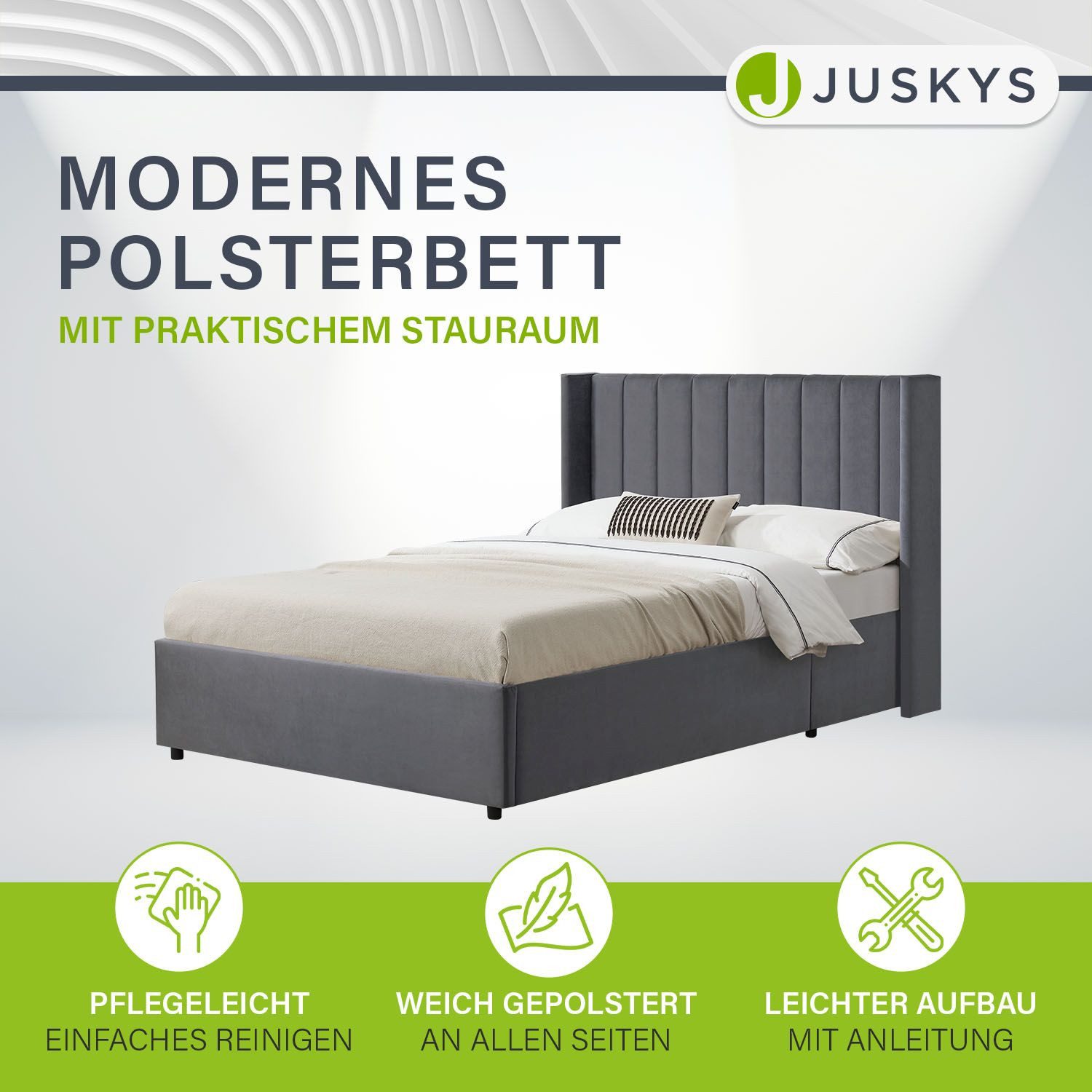 Juskys Polsterbett Savona, großer Stauraum, mit Gasdruckfeder, weicher Samt günstig online kaufen