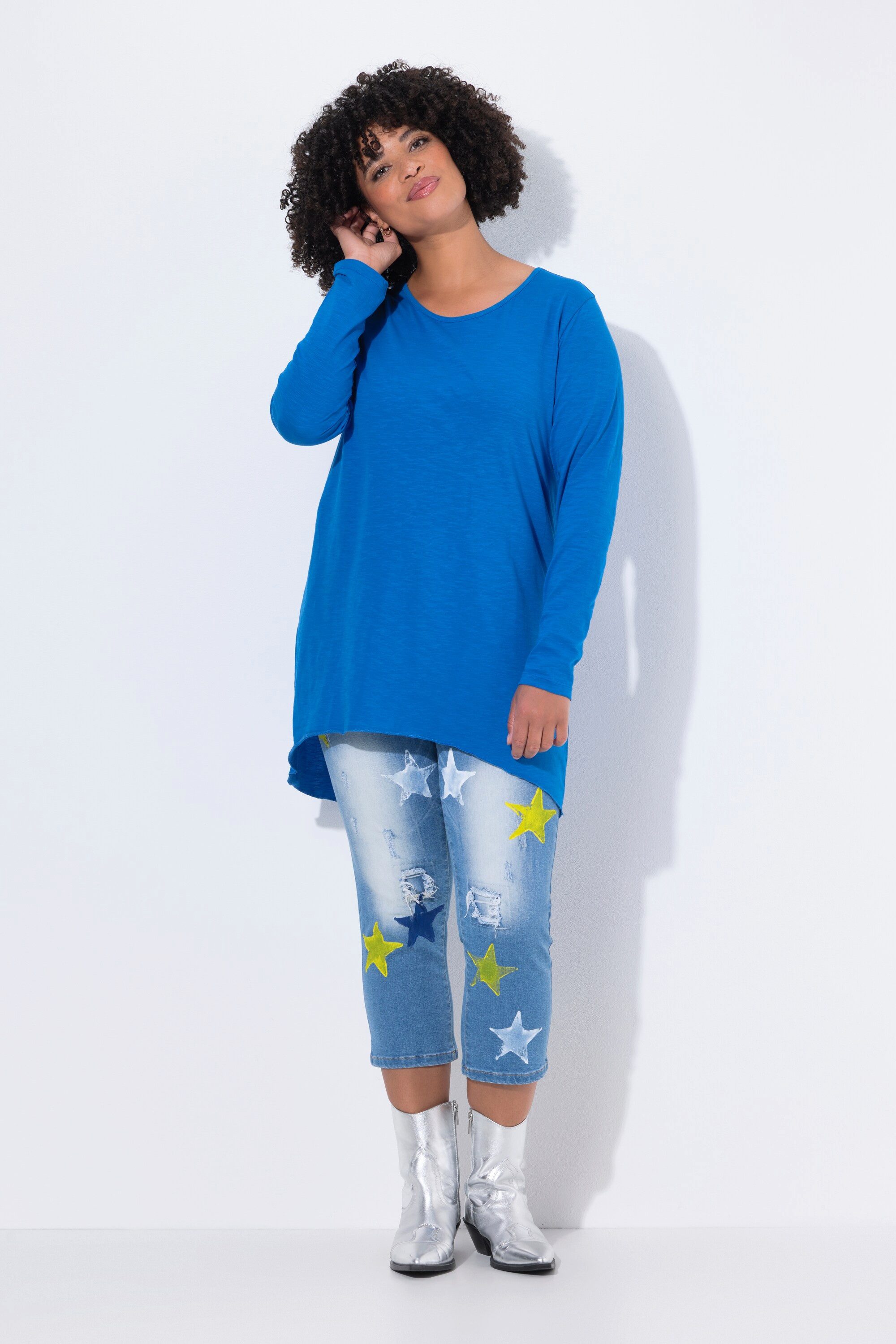 Angel of Style T-Shirt Longshirt bequeme Passform Rundhals Langarm günstig online kaufen