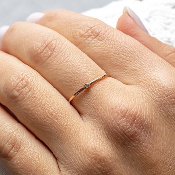 CAÏ Fingerring 925 Sterling Silber rosé vergoldet Zirkonia