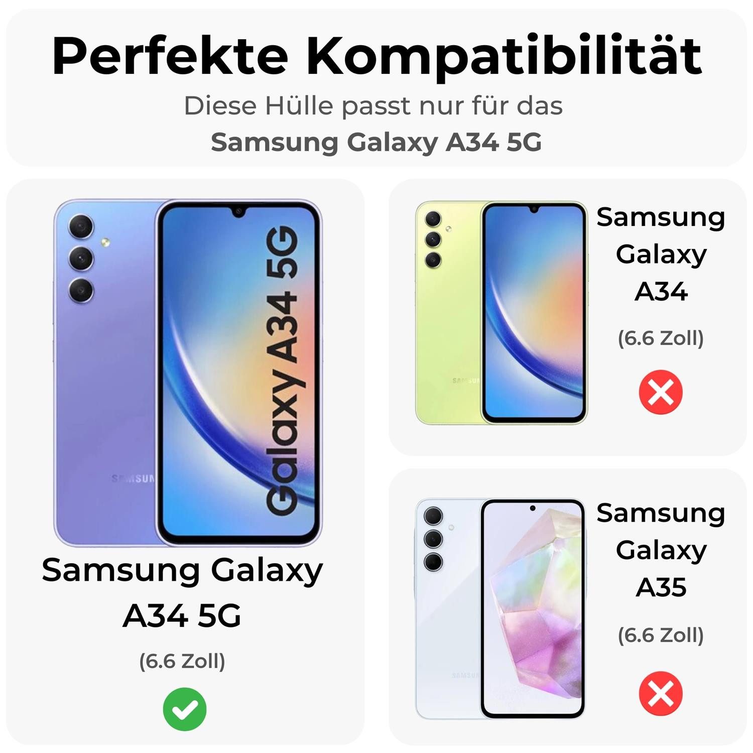 betterfon Handyhülle für Samsung Galaxy A34 5G TPU Case mit 360° Rundumschutz Displayschutz, 360 Grad Hülle mit Displayschutz und Fingerprint