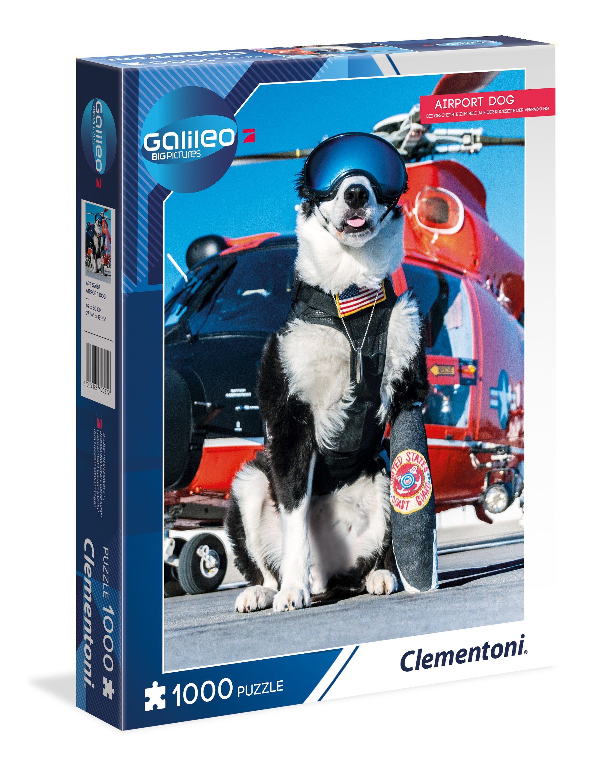Puzzleteile Teile Galileo Dog Airport Clementoni® Puzzle, 1000 Puzzle 59087 1000