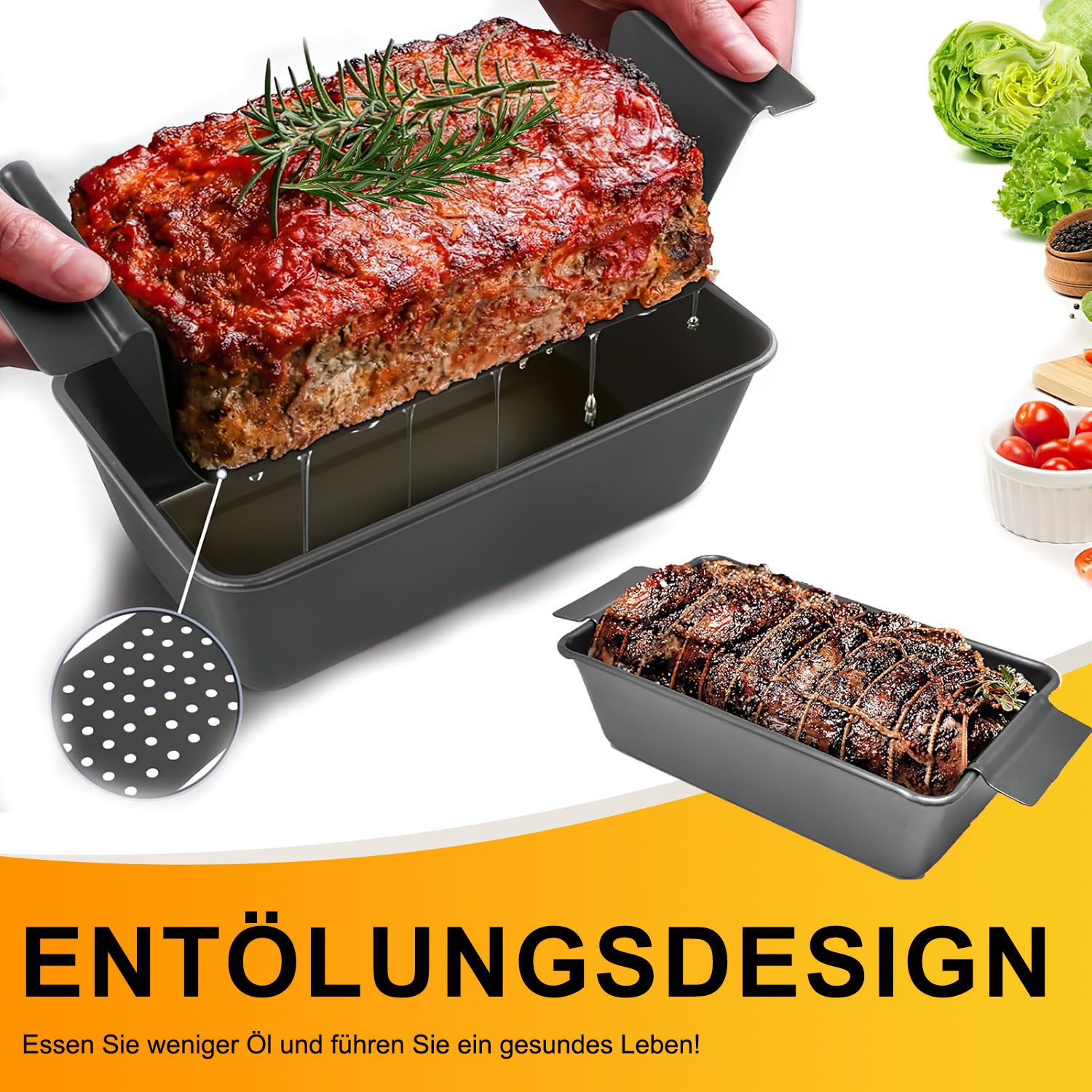 SURFOU Brotbackform 2 Stück Holzofen Steingutform Toastbrot Kastenform Brot zum Backen, 25*14.5*7.5CM Karbonstahl Mit Gitterabbau Backblech Kastenform – Bild 4 von 5