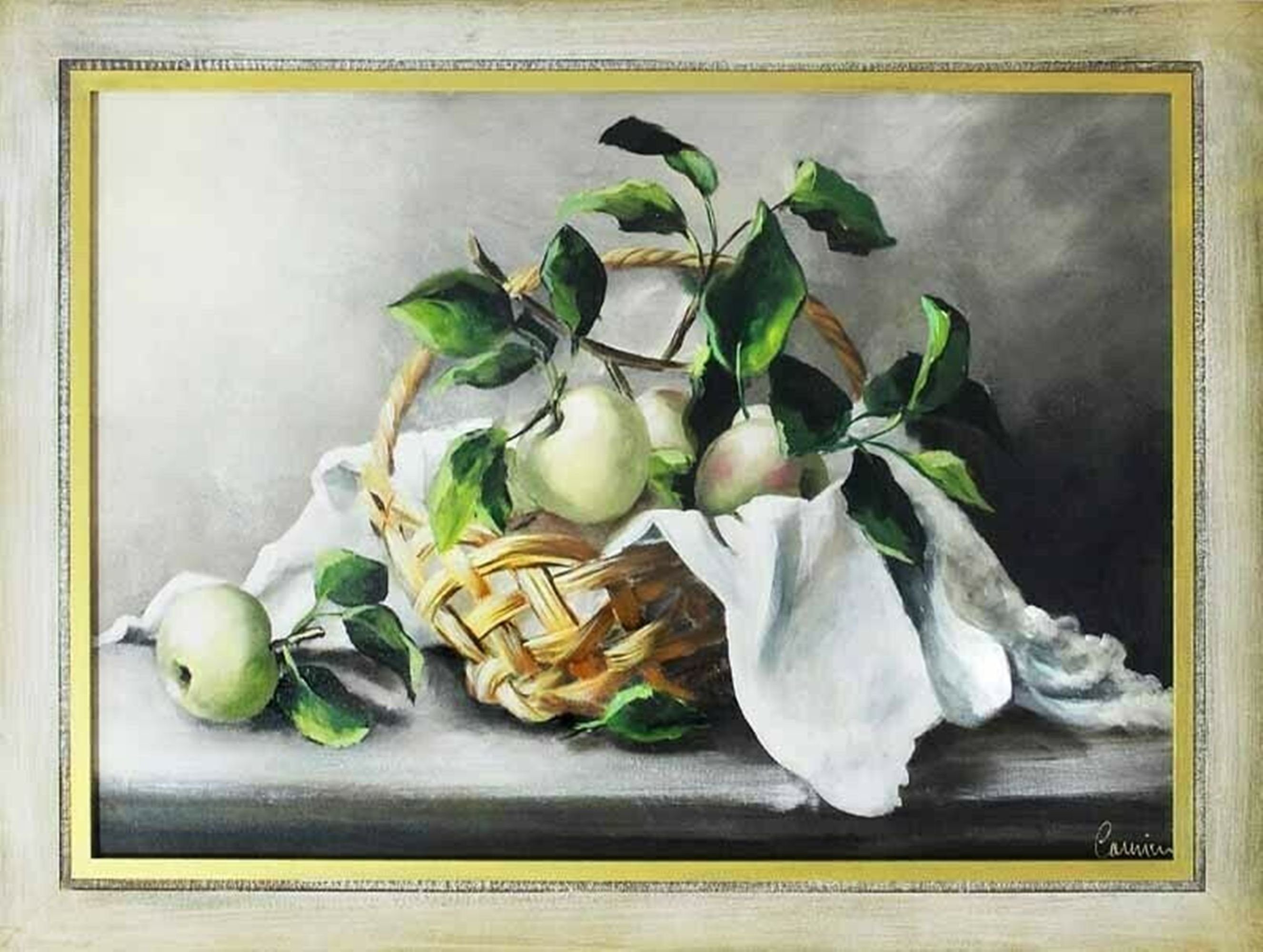 JVmoebel Gemälde Gemälde Ölbilder G17194 SOFORT, " Stillleben Handarbeit Bilder neu "Obst Rahmen