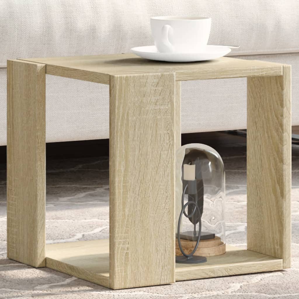 furnicato Couchtisch 32x32x30 cm Sonoma-Eiche Massivholz (1-St), Feuchtigkeitsbeständiger Beistelltisch mit Ablage und viel Stauraum