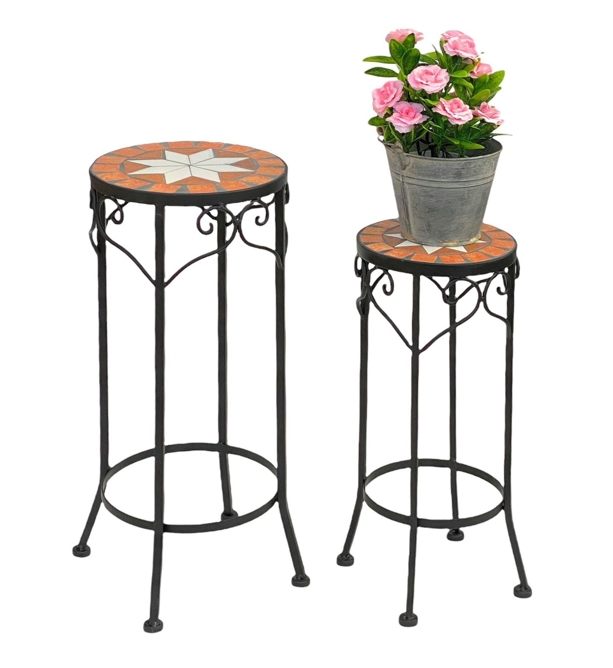 Blumenhocker Mosaik Rund 2er Set 46 und 54 cm Blumenständer