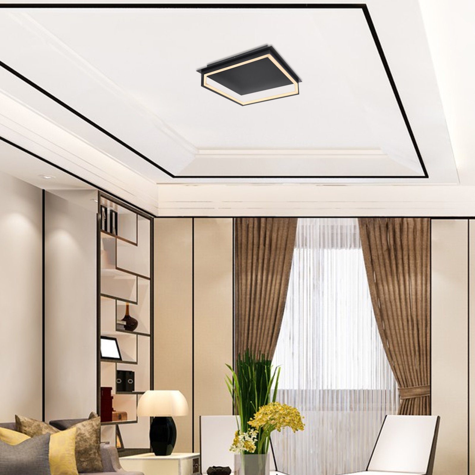 LED Deckenleuchte Deckenlampe schwarz Wohnzimmer Deckenleuchte GLOBO Globo Schlafzimmer