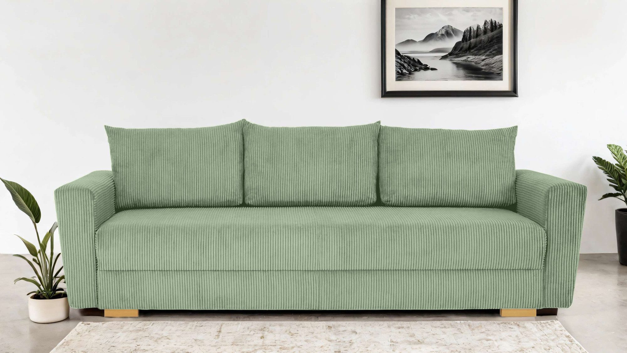 INOSIGN 3-Sitzer MAGHERA Schlafsofa mit Bettkasten, in hochwertiger Verarbeitung, mit Wellenunterfederung, pflegeleicht Material, B/H/T 230/92,5/79 cm