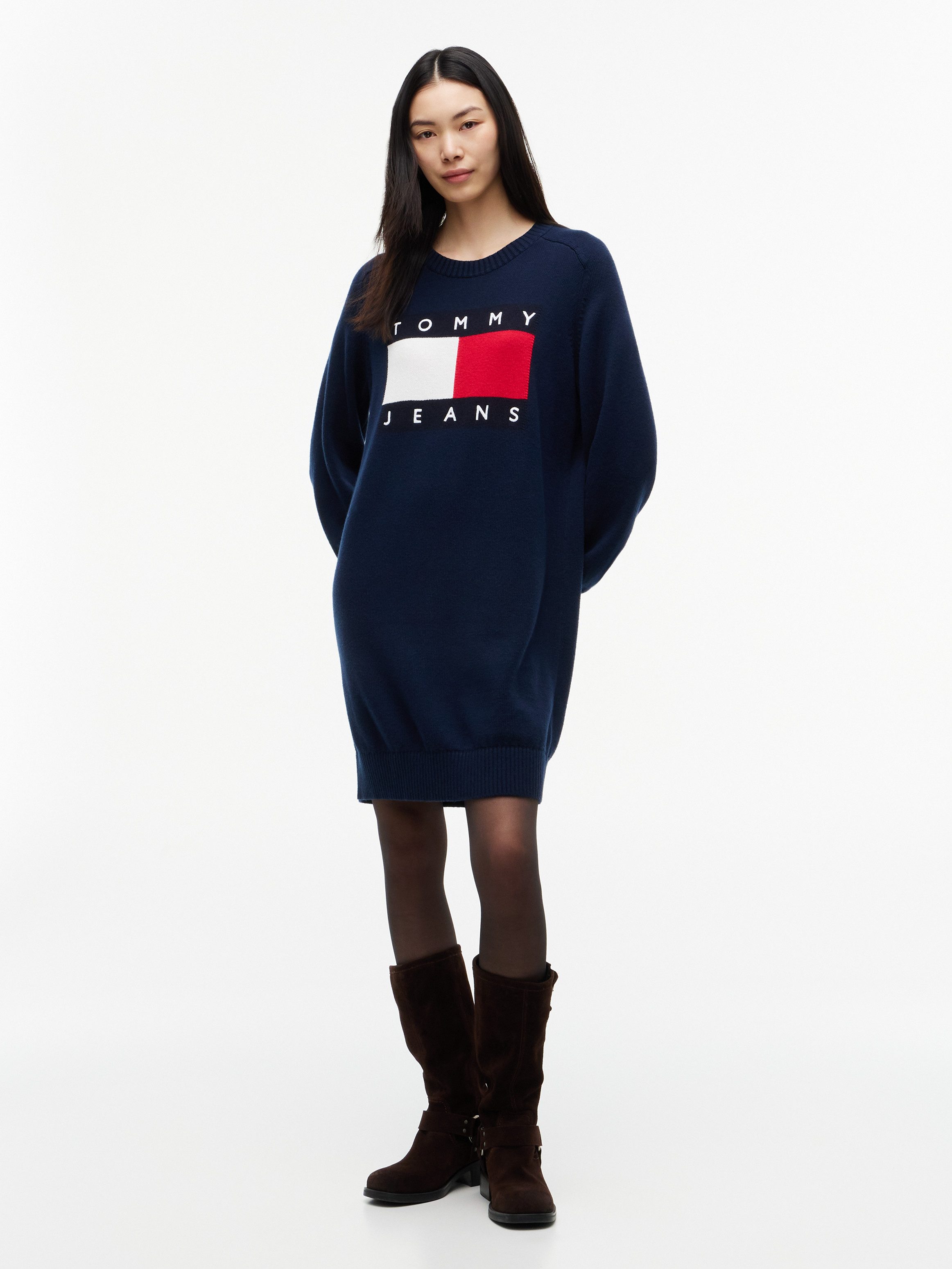Tommy Jeans Sweatkleid TJW SWEATER FLAG DRESS EXT Baumwollmischung