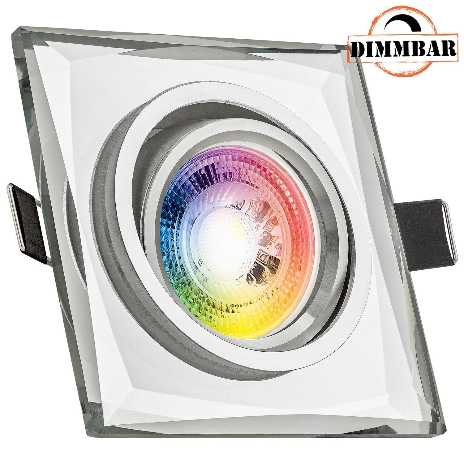 LEDANDO LED Einbaustrahler RGB LED Einbaustrahler Set GU10 in Glas / Kristall mit 3W LED von LEDA