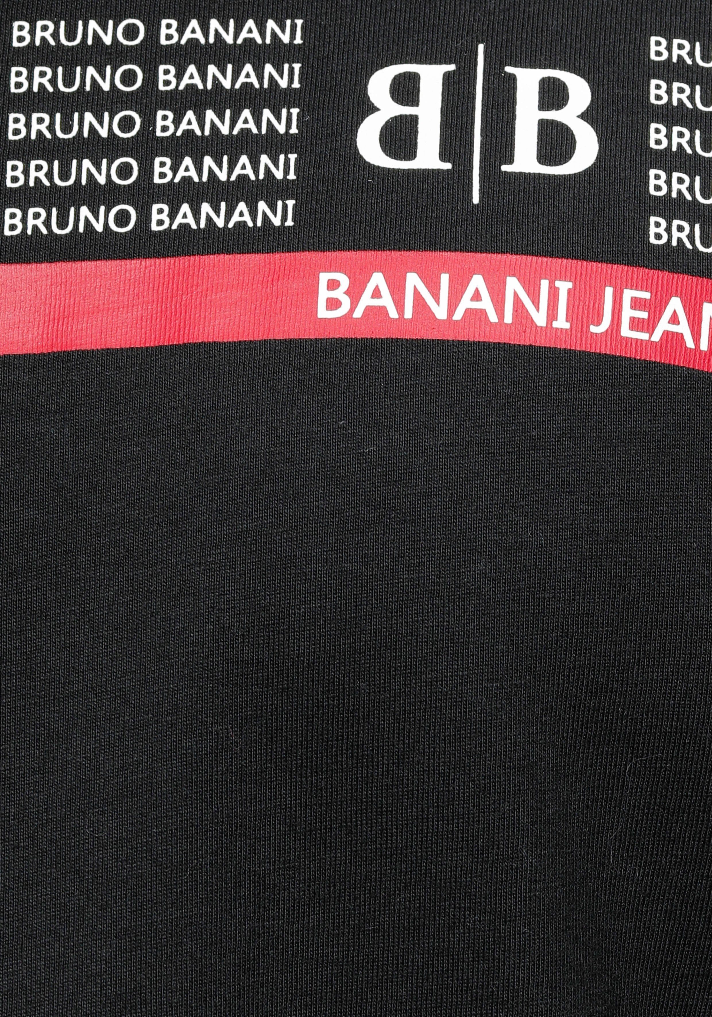 Banani Langarmshirt schwarz Markenprint mit Bruno