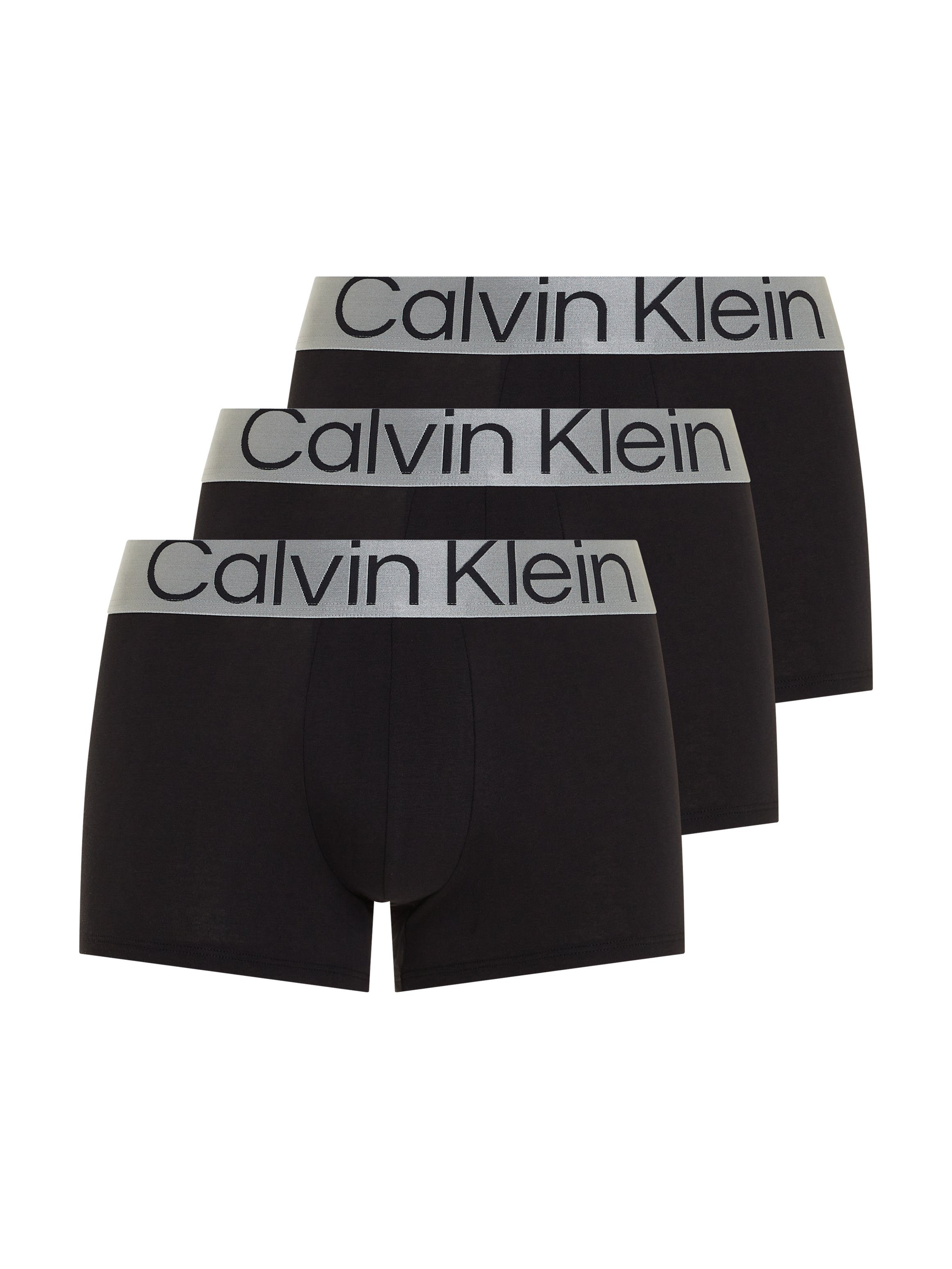 Klein dem schwarz 3-St., Logoschriftzug auf Underwear schwarz, Calvin 3er-Pack) Bund (Packung, schwarz, mit Trunk