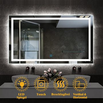 duschspa Badspiegel Badspiegel mit Beleuchtung 140 cm Wandspiegel, Touch Beschlagfrei