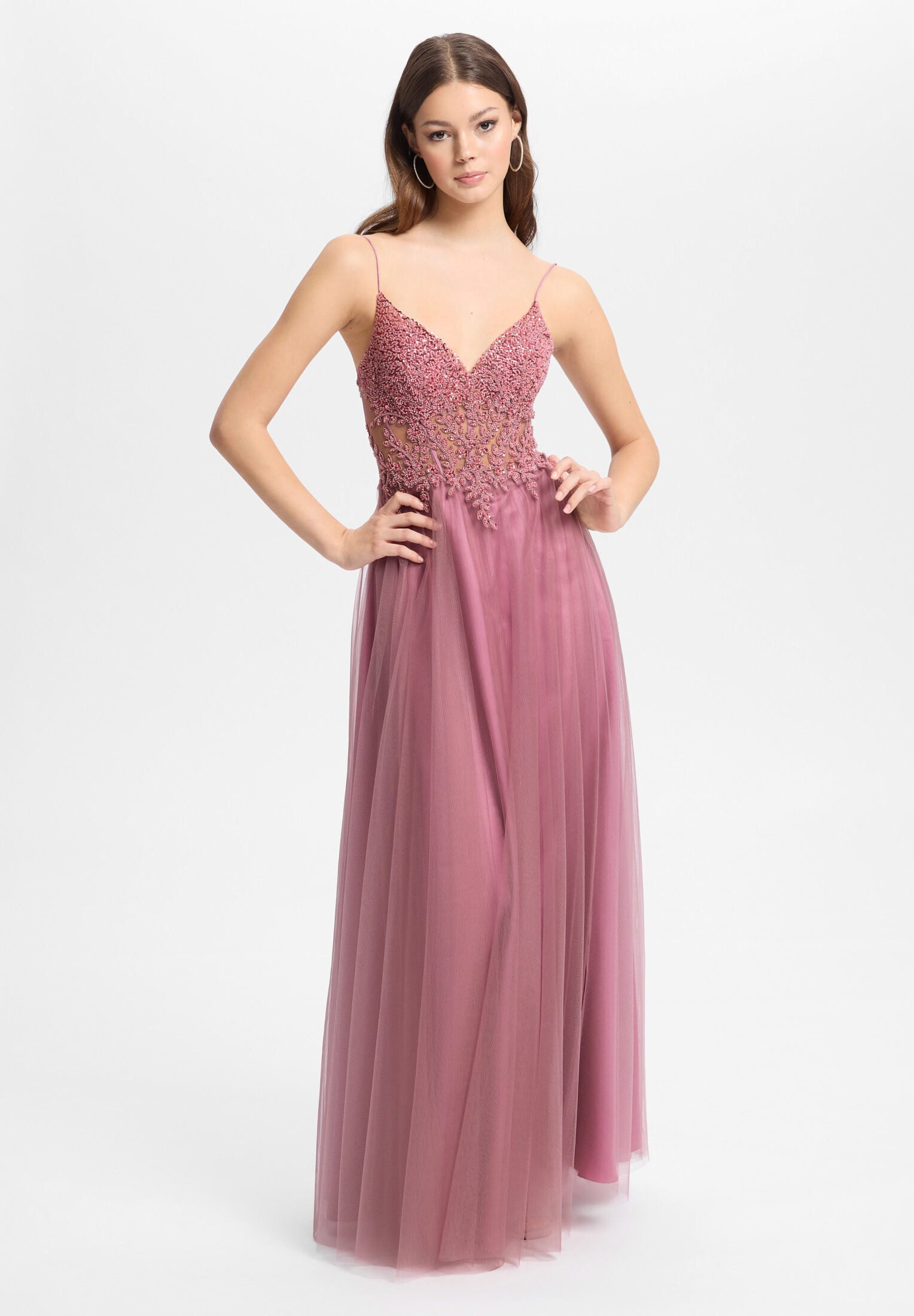 Hey Kyla Abendkleid - Tüllkleid mit Stickerei Taillierter Schnitt mit ausgestelltem Rockteil