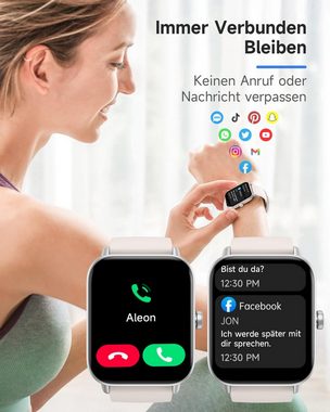 TOOBUR für Damen mit Alexa und Telefonfunktion IP68 Wasserdicht Smartwatch (1.8 Zoll, A), mit 100 Sports, 24/7 Puls, Schrittzähler und Fitness-Tracker