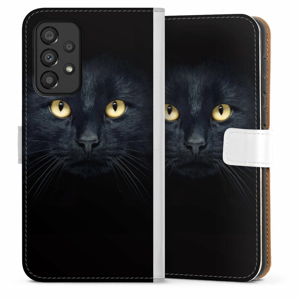 DeinDesign Handyhülle Katze Auge schwarz Tom Cat, Samsung Galaxy A33 5G Hülle Handy Flip Case Wallet Cover