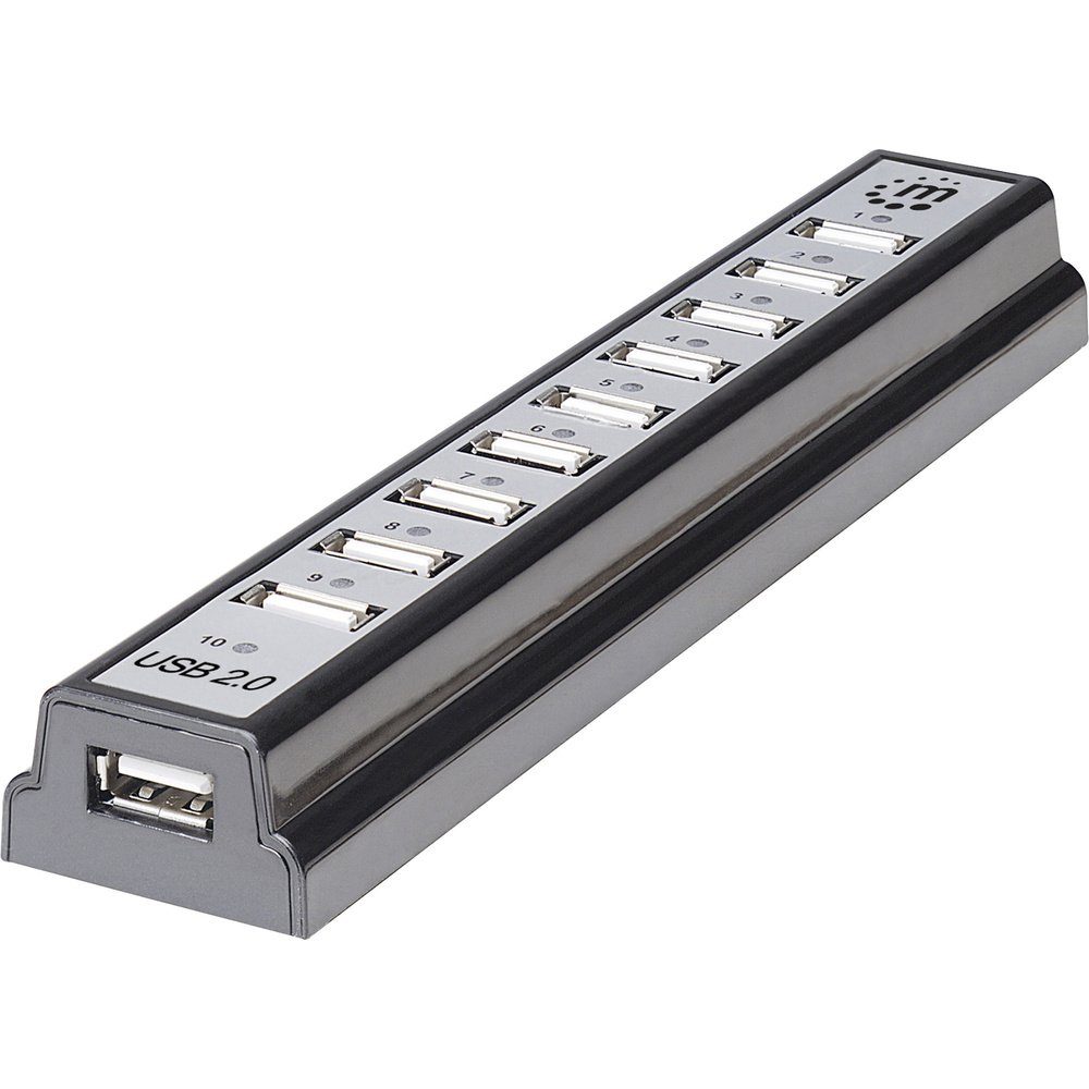USB-Verteiler Manhattan 10 Port USB 2.0-Hub Schwarz, Silber
