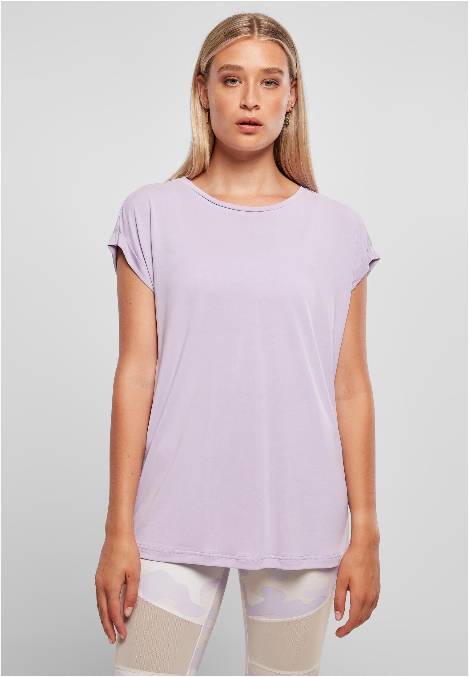 Extended Kurzarmshirt Tee Shoulder lilac CLASSICS Modal (1-tlg) URBAN Damen Ladies
