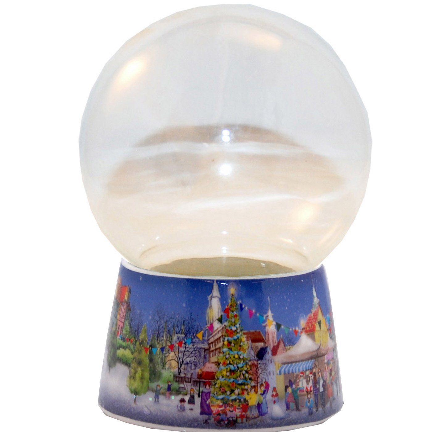 Snowglobe-for-you Schneekugel Schneekugel Bastelset 100mm breit Porzellansockel Weihnachtsmarkt