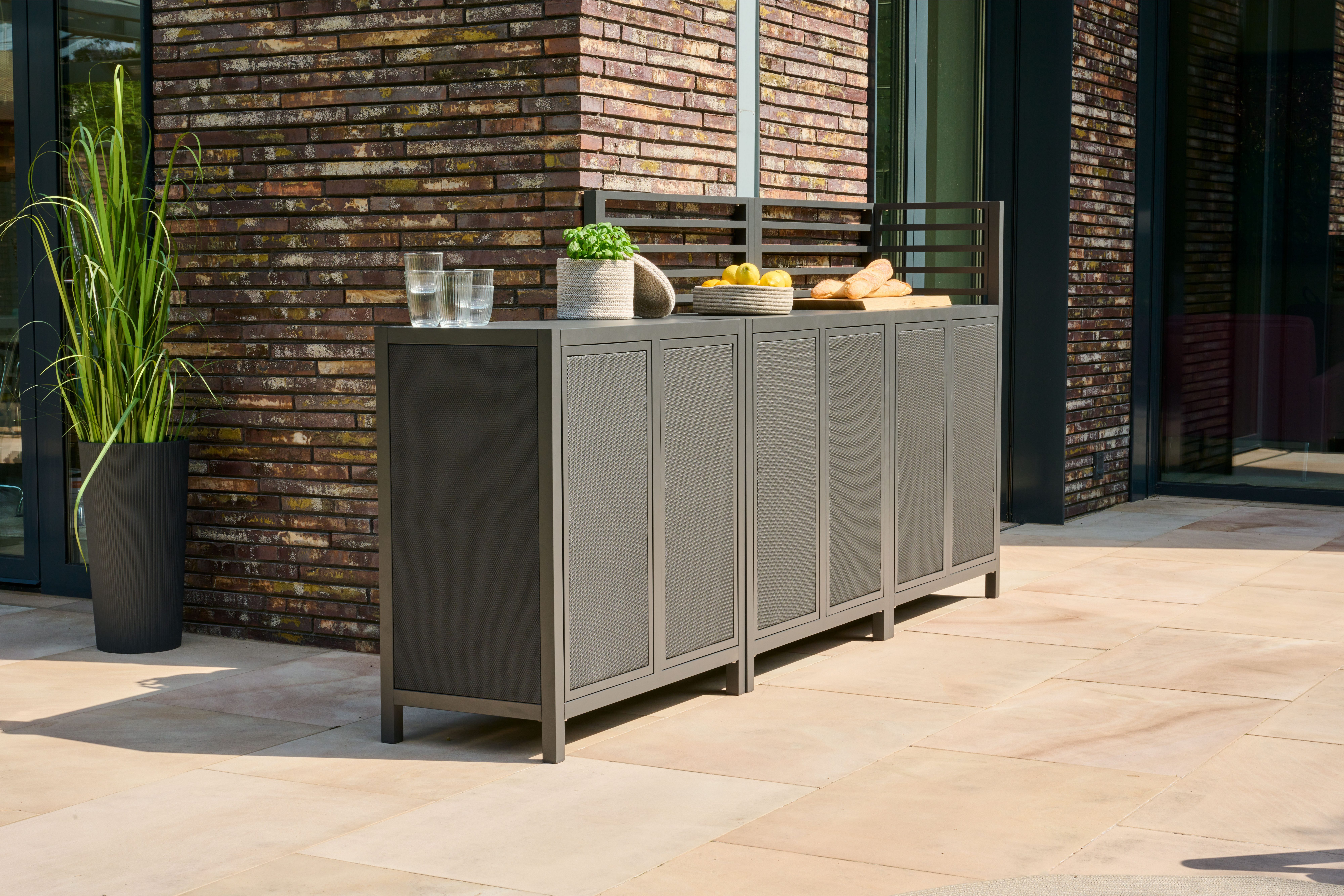 Siena Garden Gartentisch PALMA Eckelement, Aluminiumrahmen, Ranotex® Bezug dunkelgrau