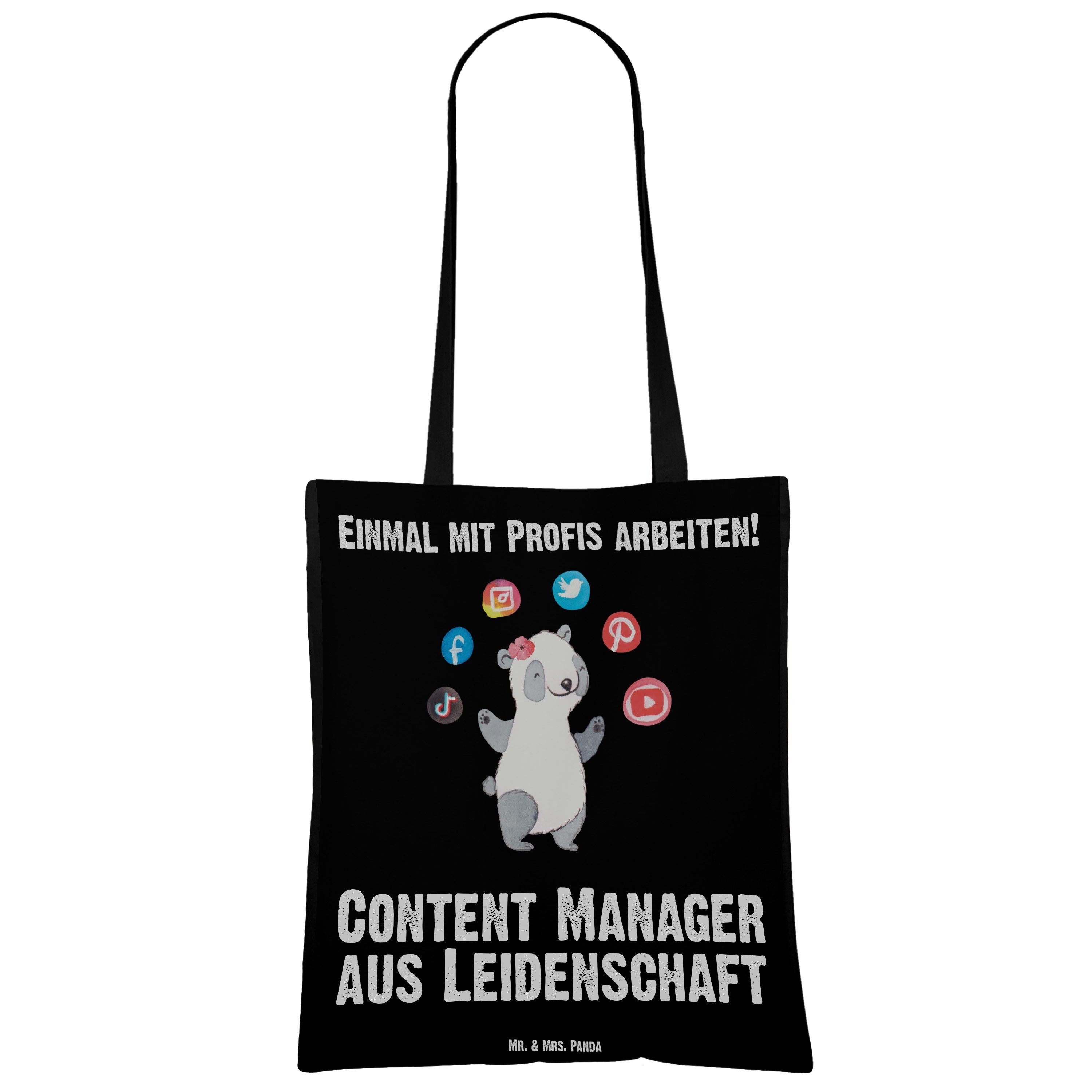 Manager (1-tlg) Mr. Tragetasche aus Leidenschaft - Geschenk, & Panda Beuteltasche, Mrs. Content - Schwarz