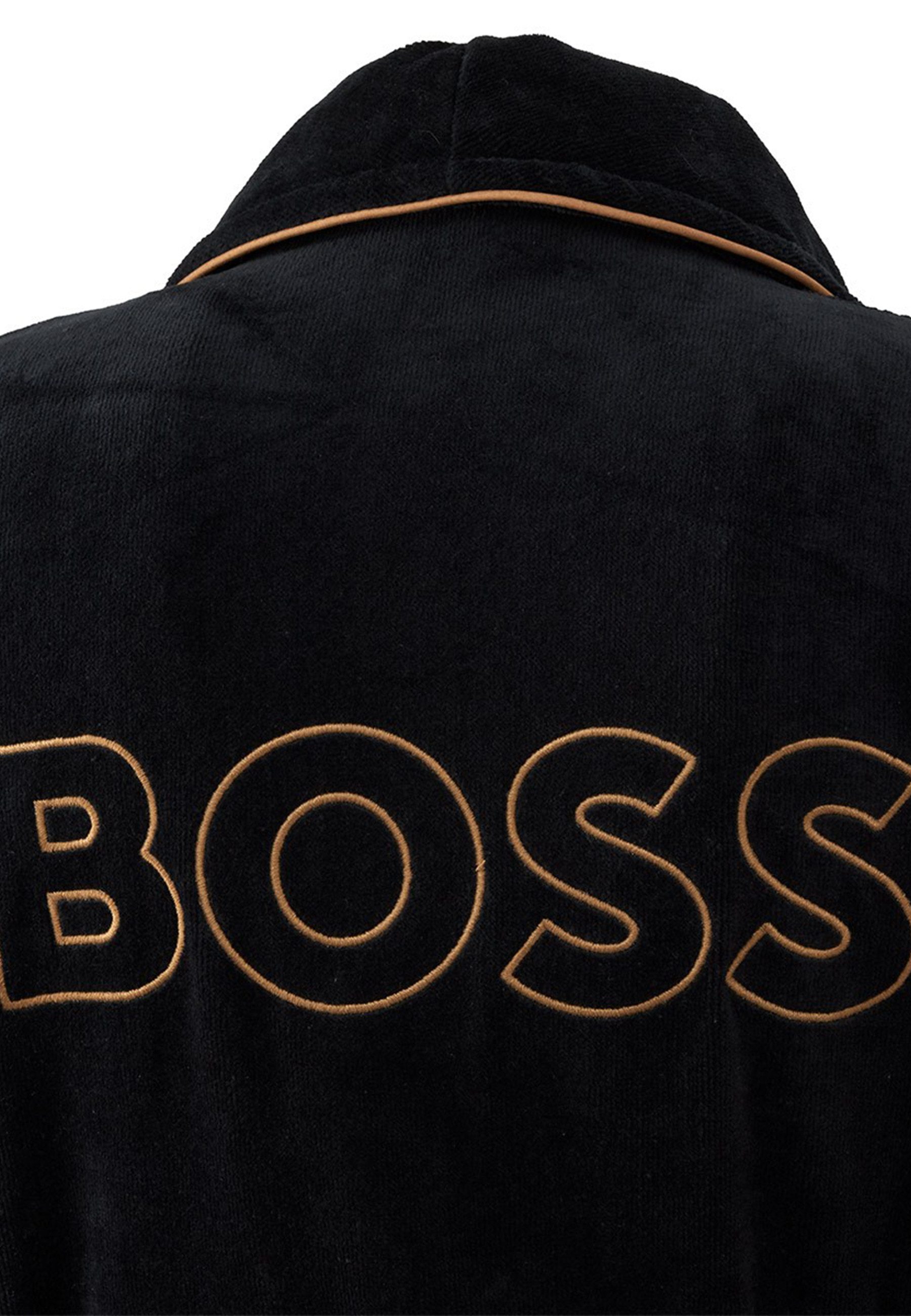 BOSS Home Bademantel TIAGO, Midilänge, Baumwolle, Schalkragen, Gürtel, mit Label-Applikationen