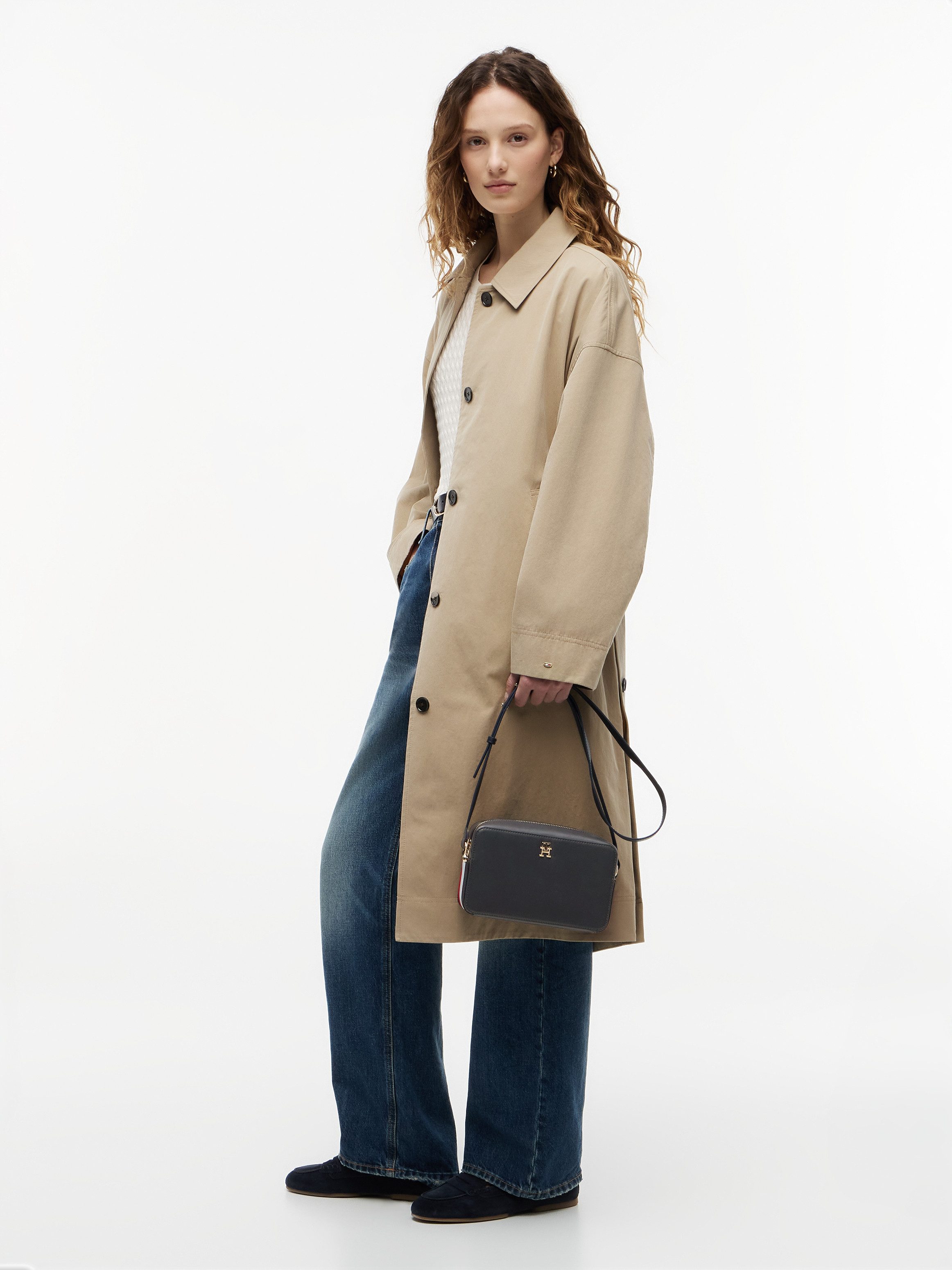Tommy Hilfiger Umhängetasche IM LATAM SIDE CORP CROSSOVER, Damen Schultertasche mit bunten Textil-Streifen in Tommy Farben