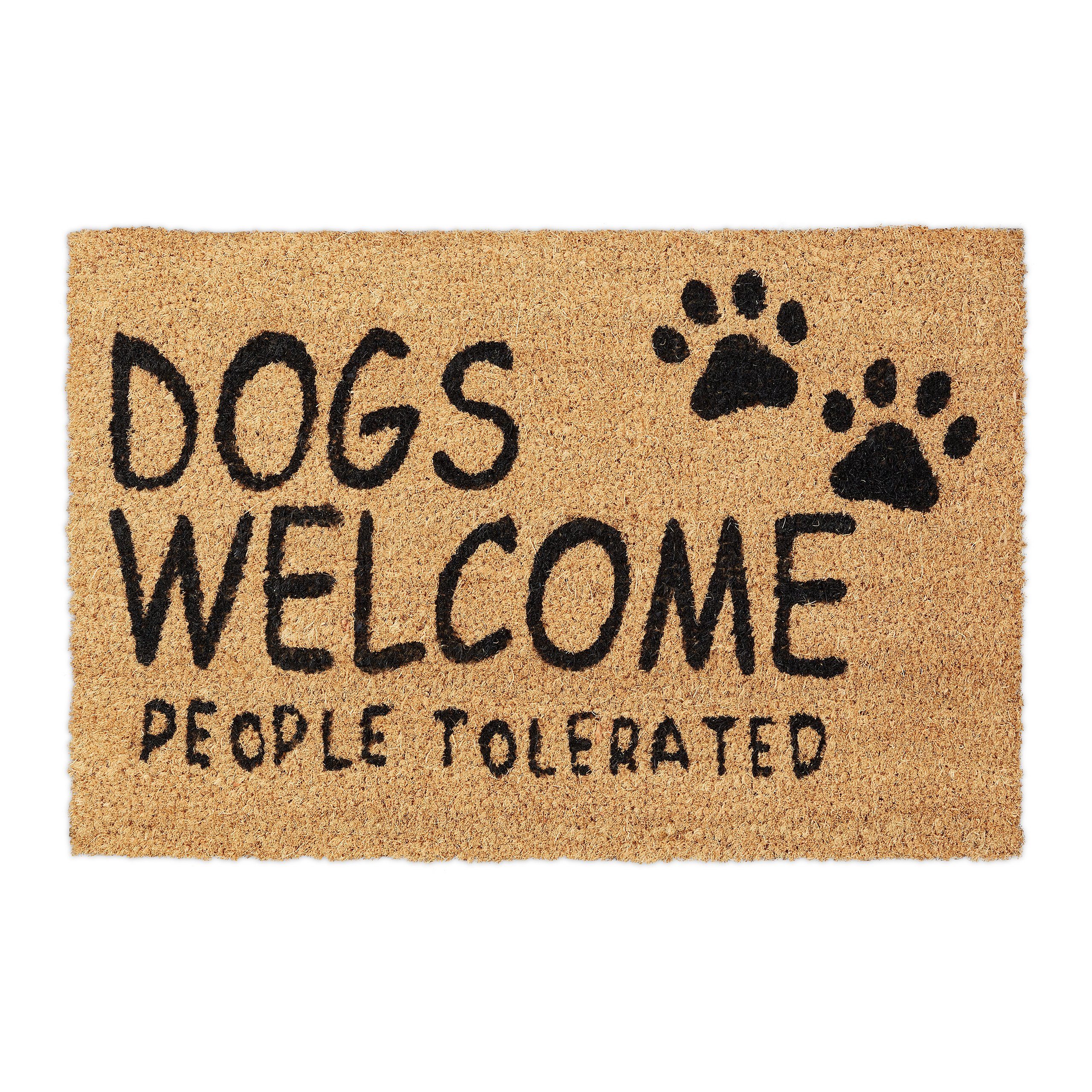 relaxdays Fußmatte Kokos "Dogs Welcome", Höhe: 15 mm