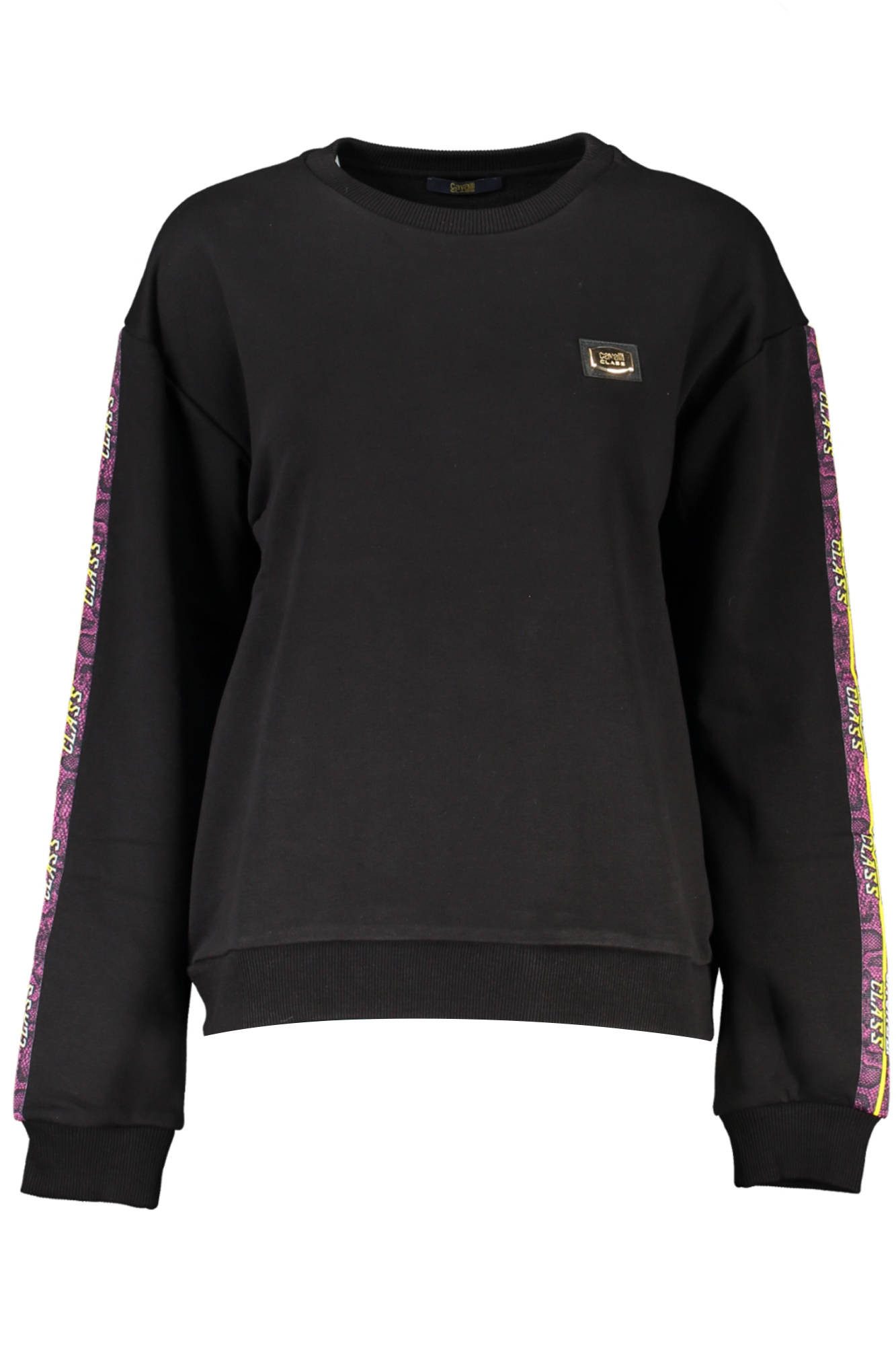 Cavalli Class Sweatshirt Schwarzer Damenpullover: Langarm, Rundhals