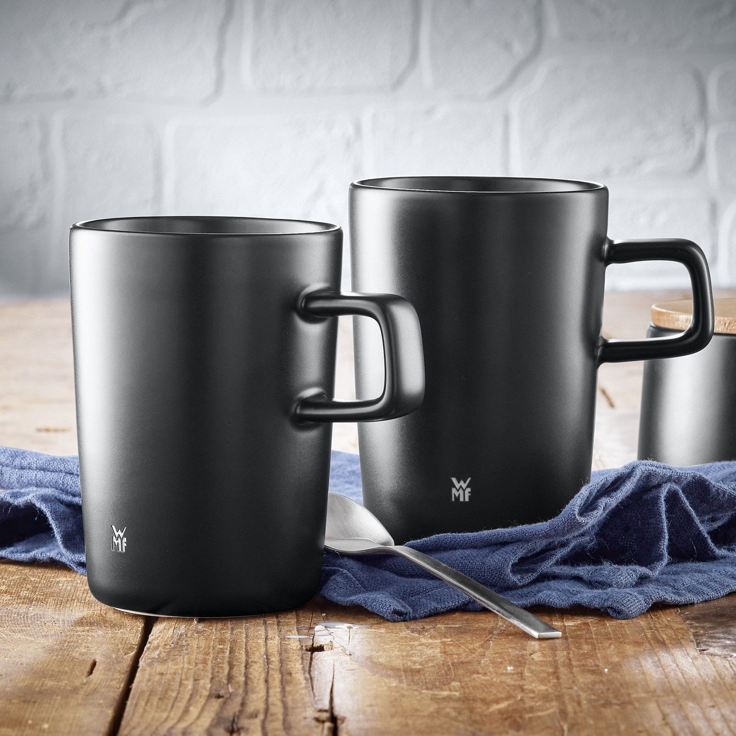 WMF Tasse KINEO, Kaffeetassen 2er Set, Schwarz, 2-tlg., Steinzeug, 250 ml Fassungsvermögen