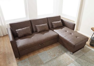 Massivmoebel24 Ecksofa Ecksofa 227x160x83 dunkelbraun JONAS #115