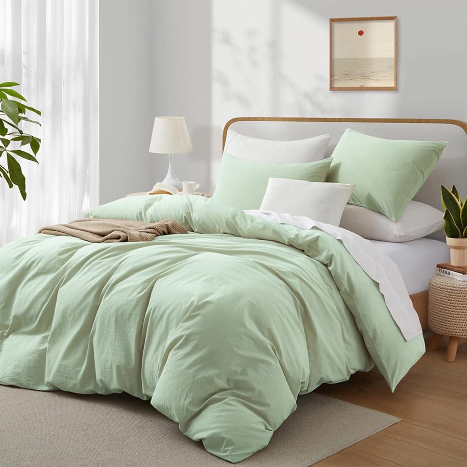 LuxusKollektion Bettwäsche Bettwäsche 220x240 cm Baumwolle Grün 3-Teilig