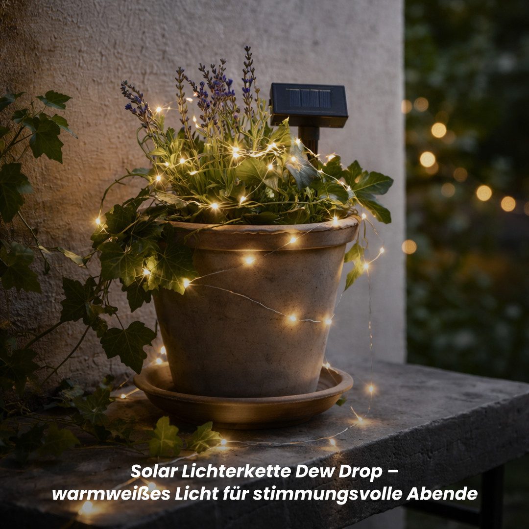 STAR TRADING LED Solarleuchte Dew Drop, Gemütliche Flammen-Atmosphäre: Tanzender LED-Flammen-Effekt in warmem