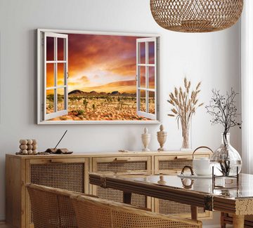 Sinus Art Leinwandbild Wandbild 120x80cm Fensterbild Australien Landschaft Wüste roter Himmel, (1 St)