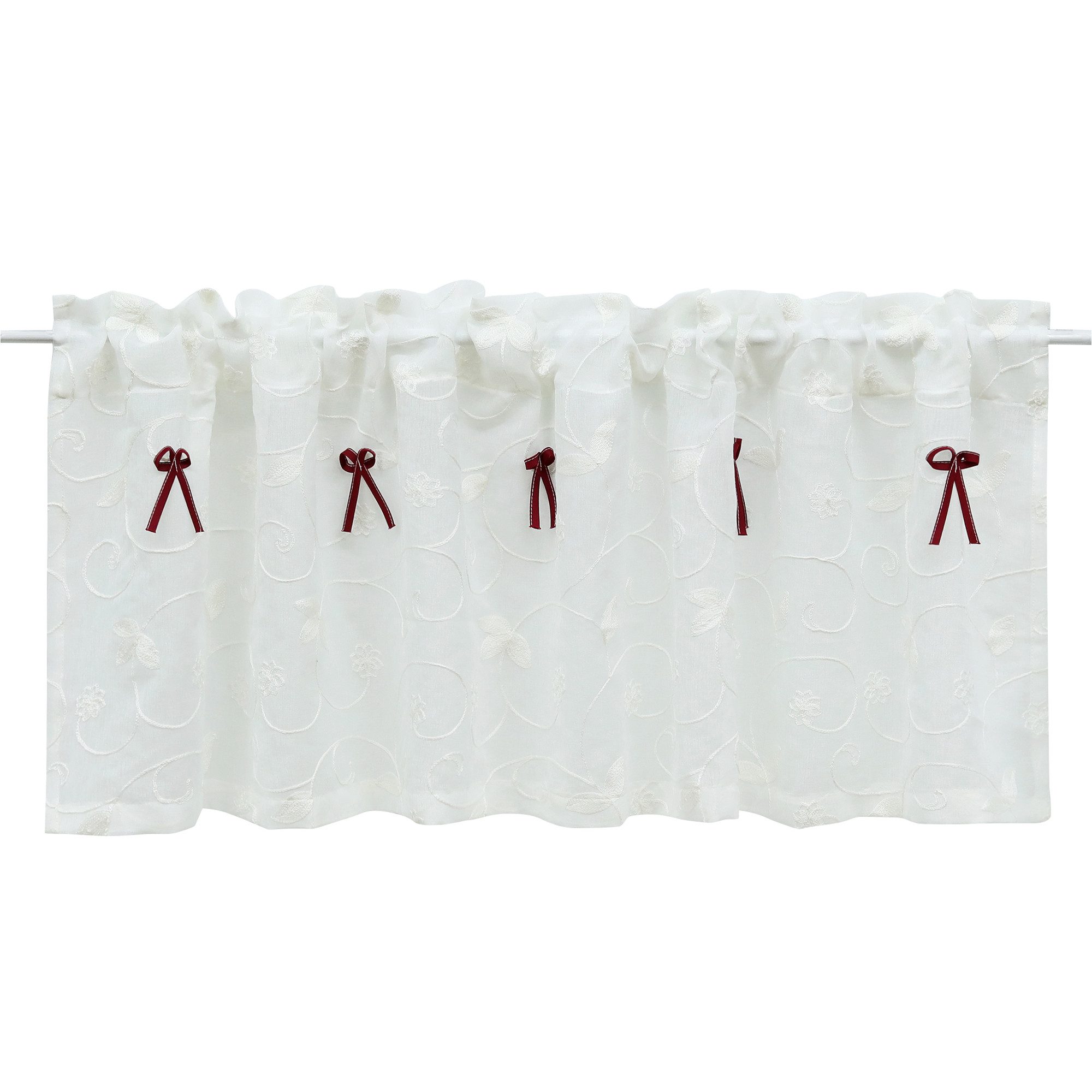 Delien Scheibengardine Ina, Stangendurchzug, landhaus Blumenstickerei günstig online kaufen