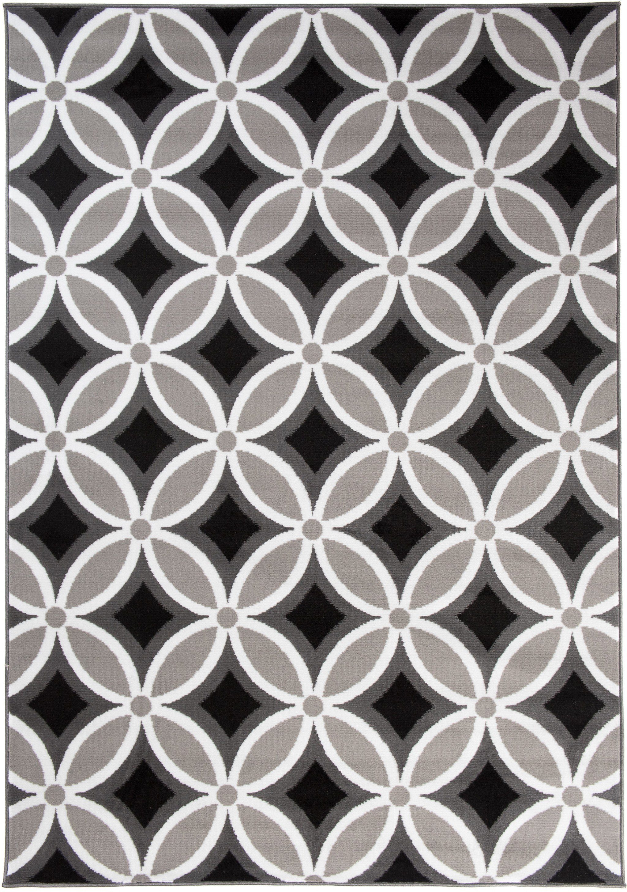 Mazovia Designteppich Modern Teppich Kurzflor Wohnzimmerteppich Robust und pflegeleicht GRAU, 80 x 150 cm, Fußbodenheizung, Allergiker geeignet, Farbecht, Pflegeleicht
