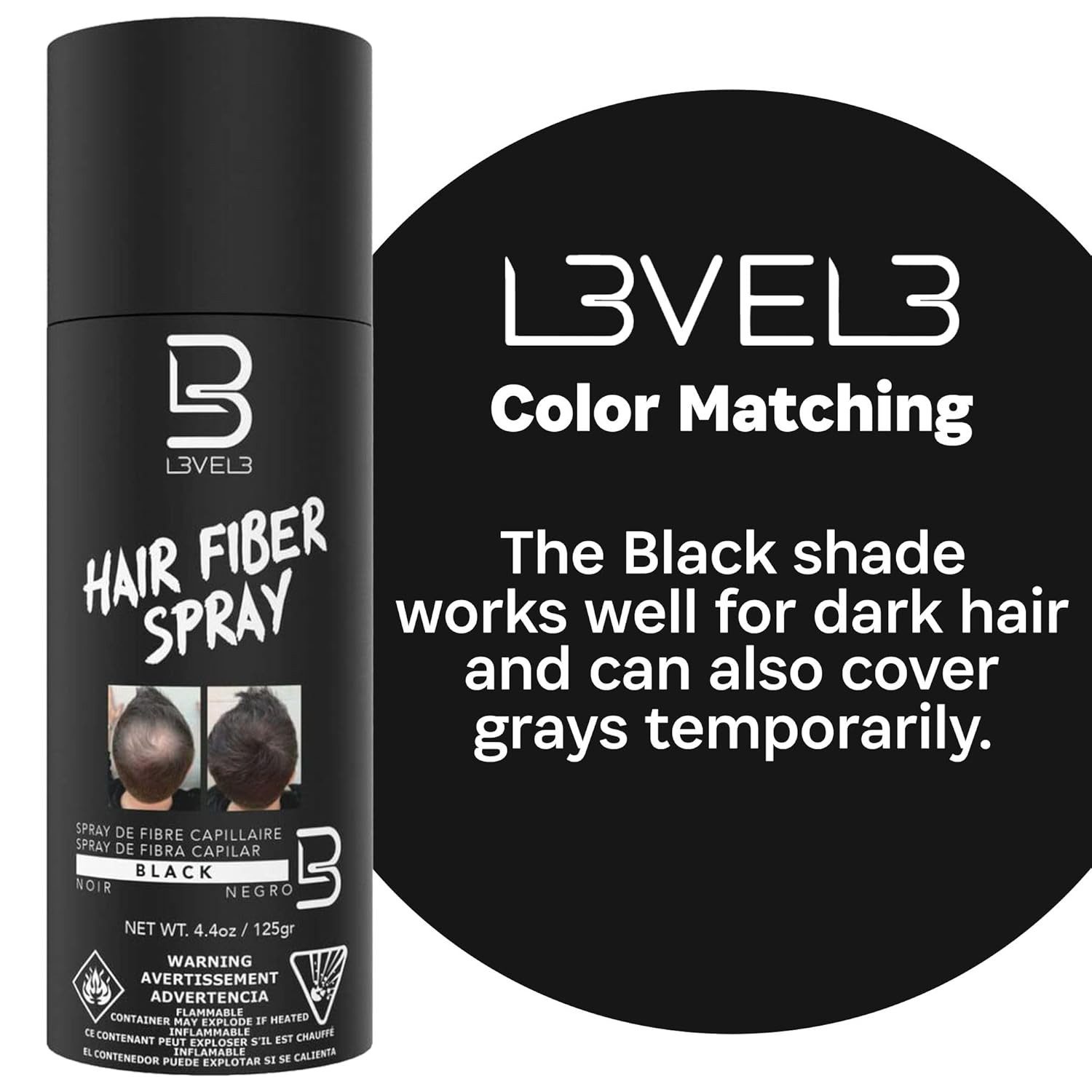 L3VEL3™ Distribution and Corporate Haarspray Hair Fiber Spray Black 200 ml
