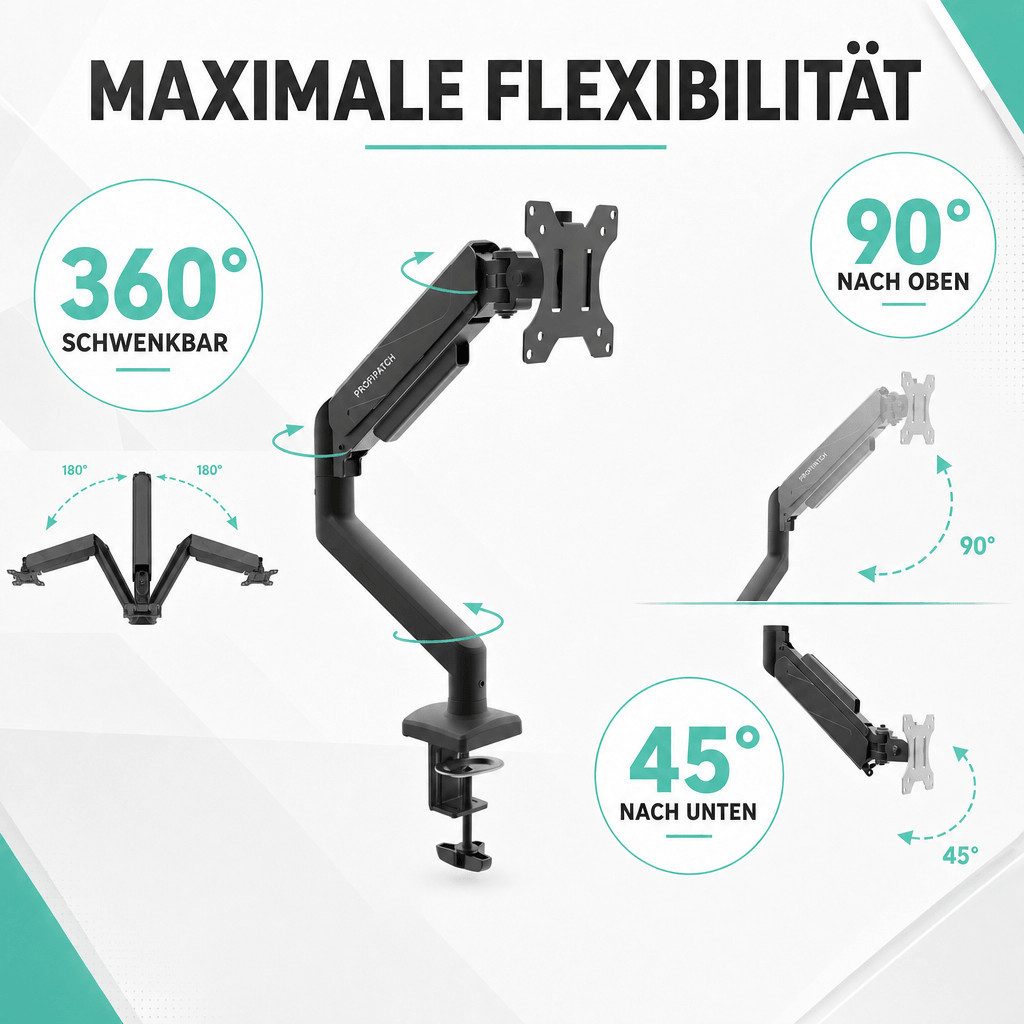 ProfiPatch Monitor-Halterung Tischhalterung für 1 Monitor, höhenverstellbar, (bis 32 Zoll, 1-tlg)